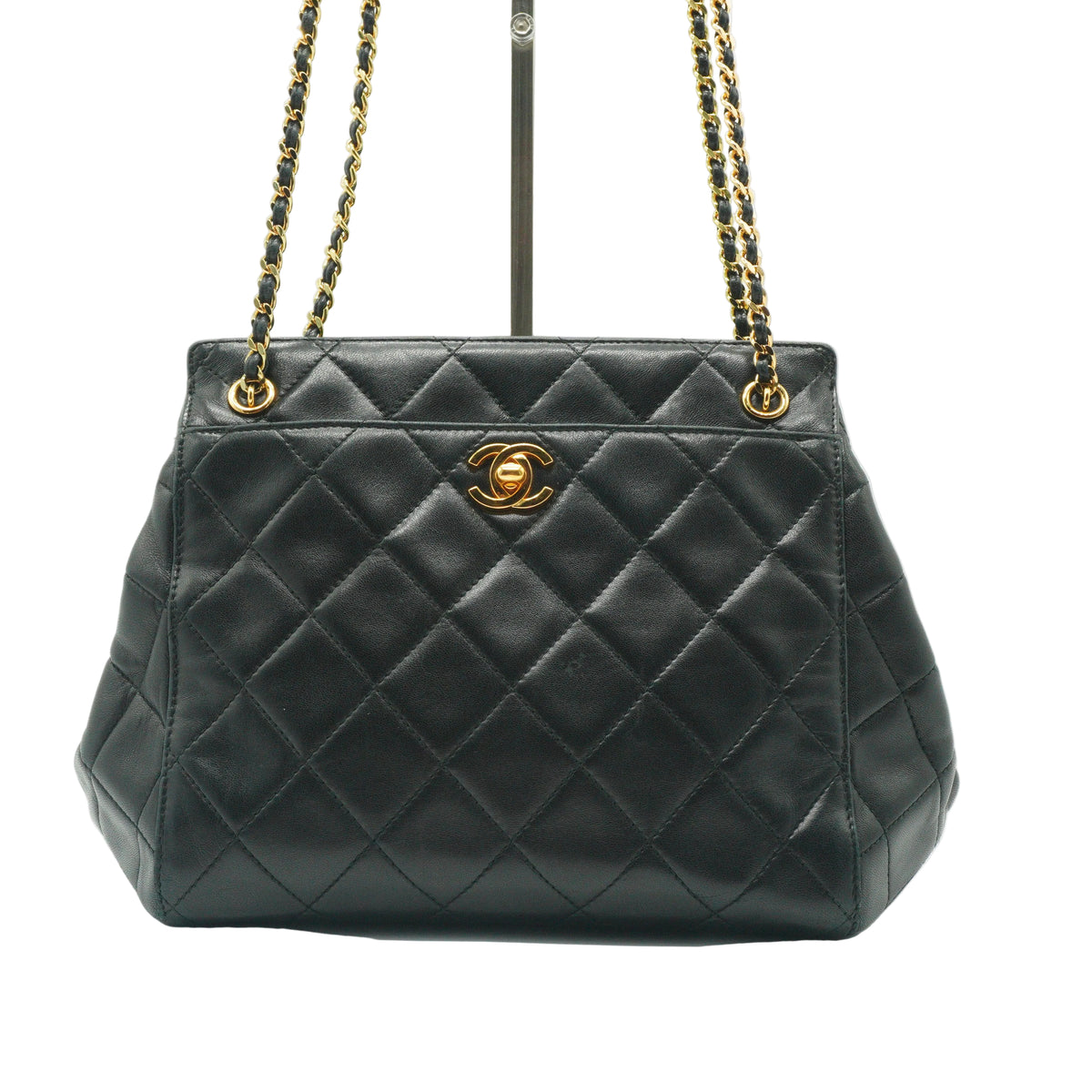 Chanel Black Quilted Lamb Skin Black Medium GHW