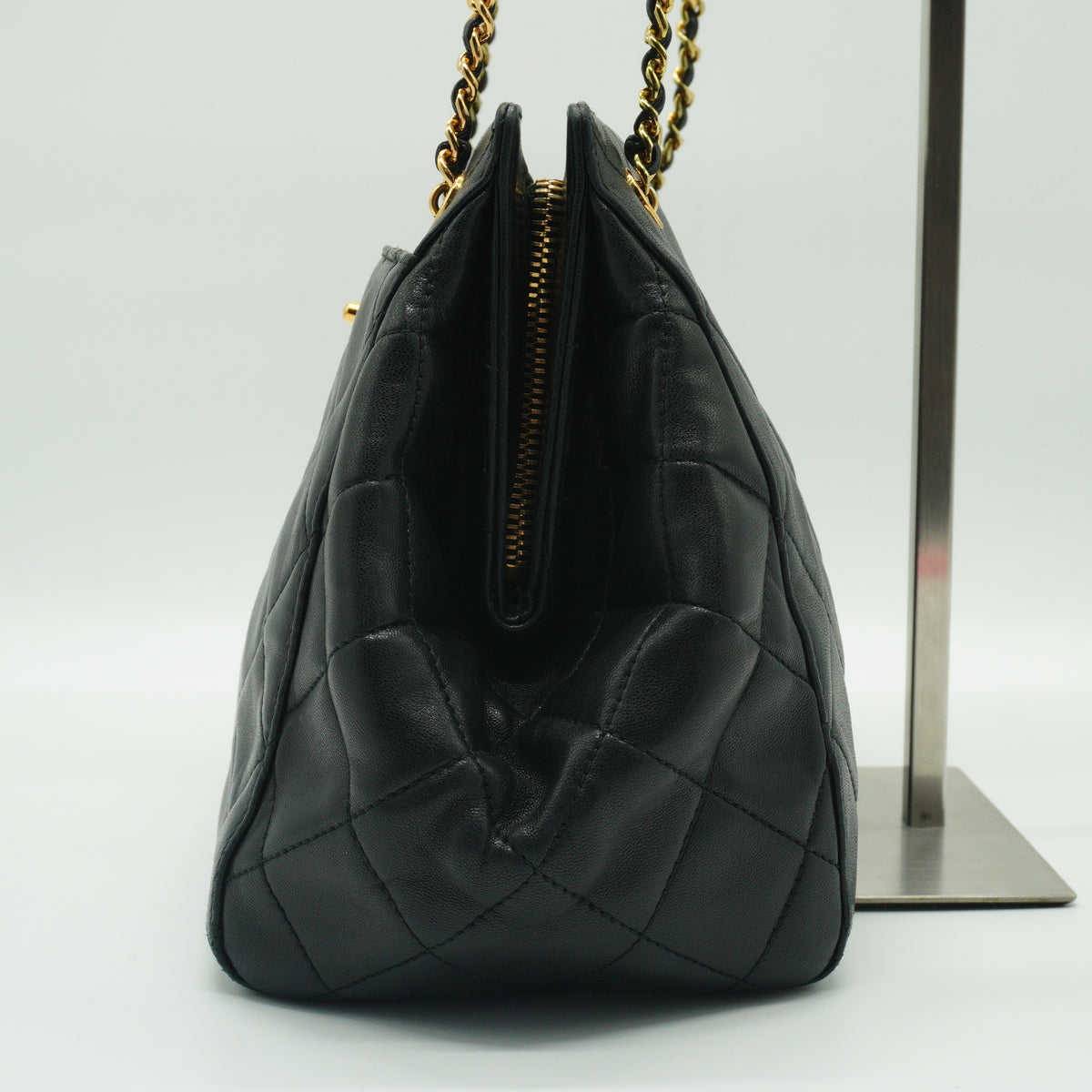 Chanel Black Quilted Lambskin Black Medium GHW