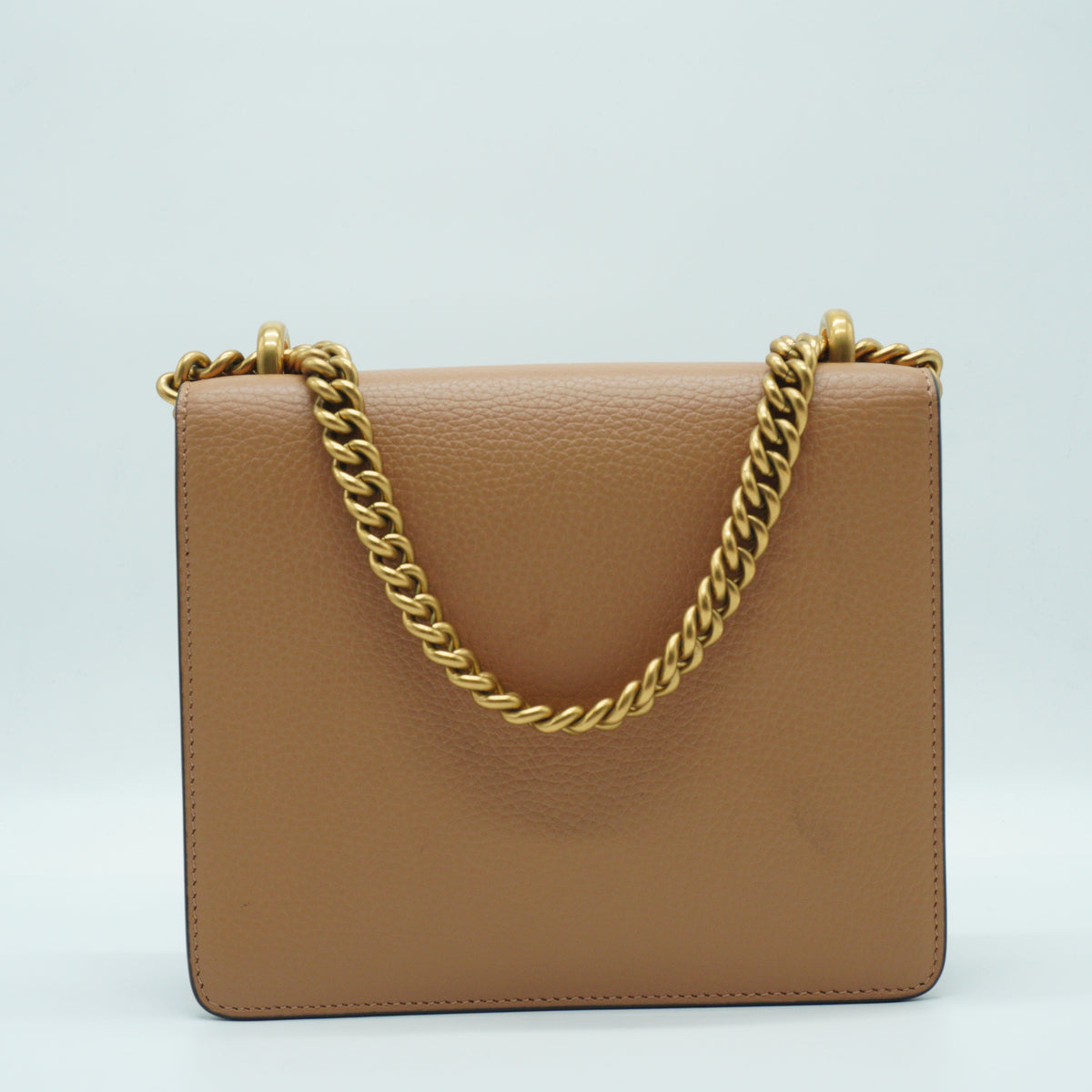 Gucci	GG Marmont Grained Leather Small Chain Flap Bag Beige GHW