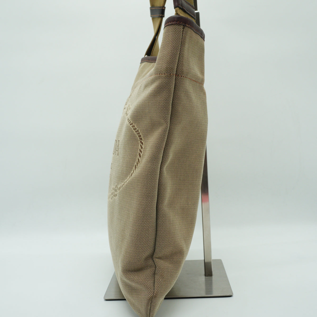 Prada	Vintage Logo Jacquard Canvas Medium Sling bag Beige SHW