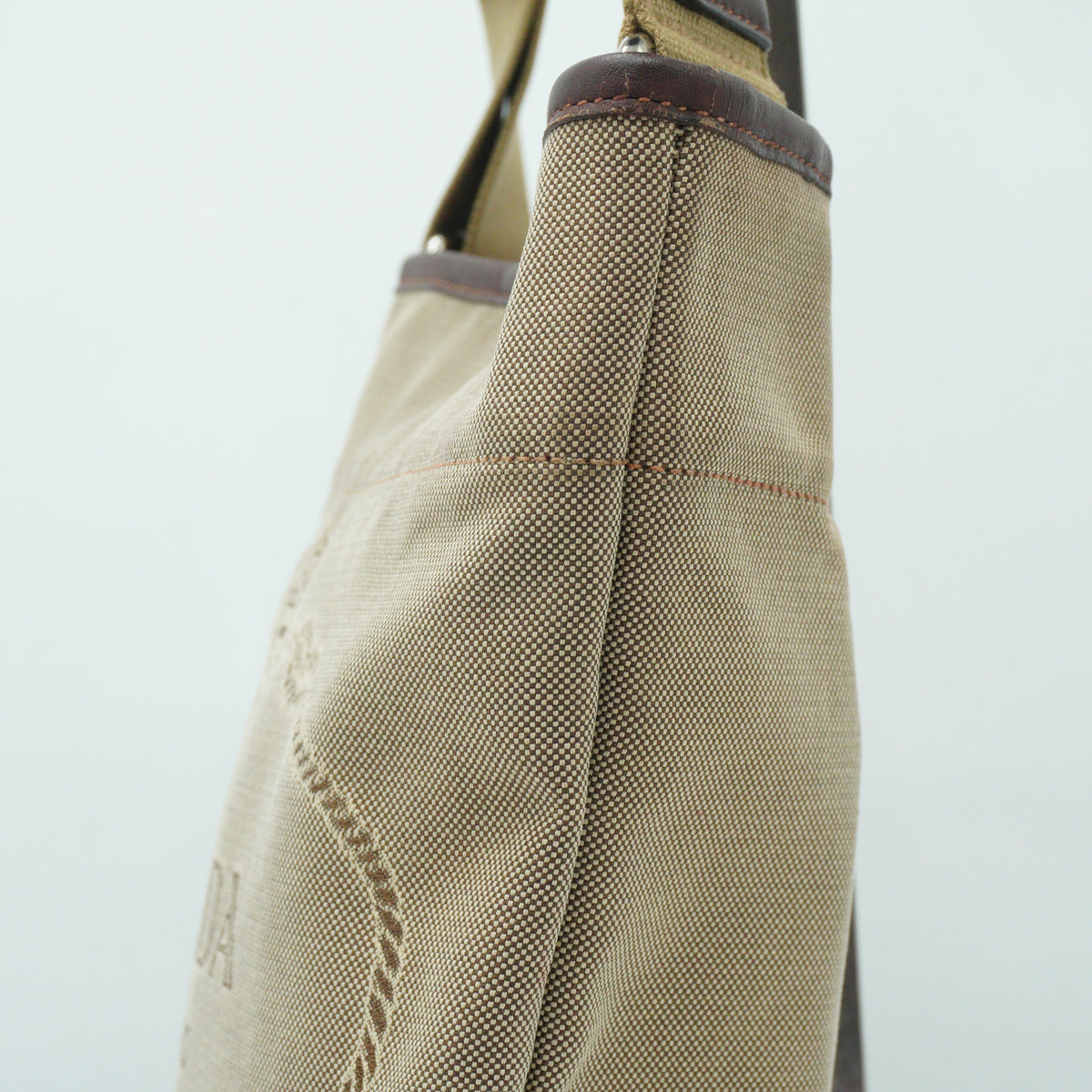 Prada	Vintage Logo Jacquard Canvas Medium Sling bag Beige SHW