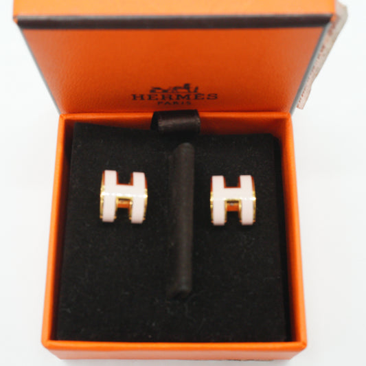 Hermes Mini Pop H Earrings Pink/Gold