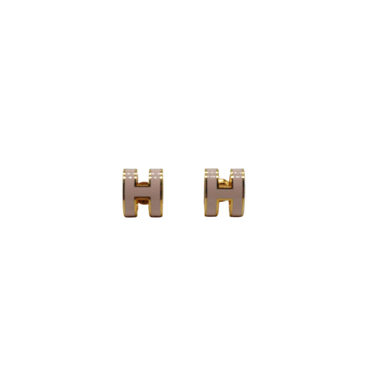 Hermes Mini Pop H Earrings Pink/Gold