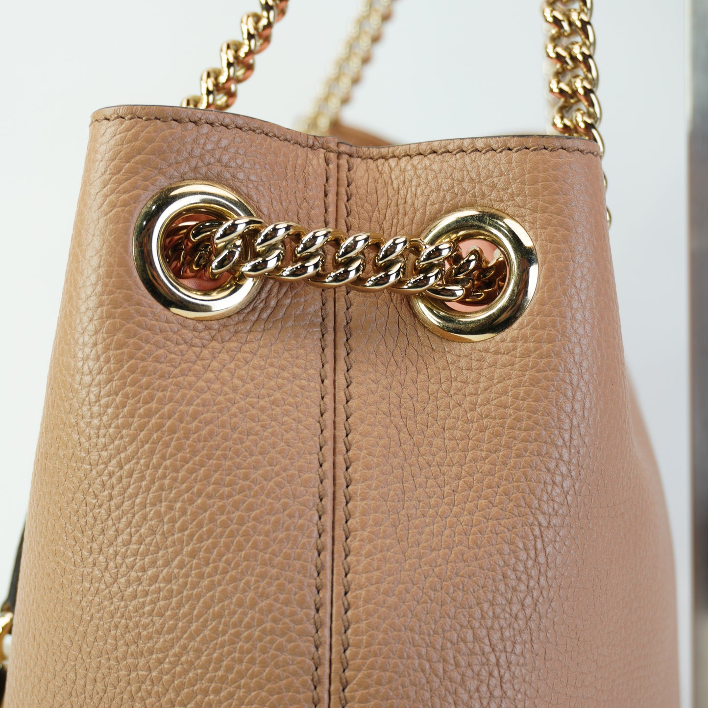 Gucci Soho Chain Shoulder Bag GHW Large Mocha