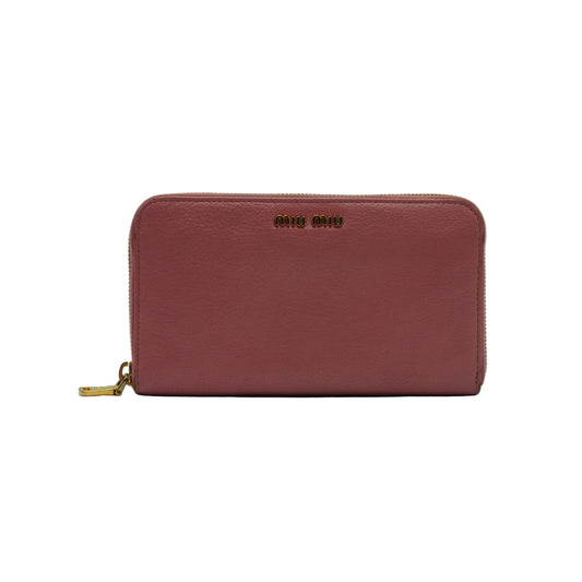 MiuMiu Zip Around Pink Long Wallet GHW