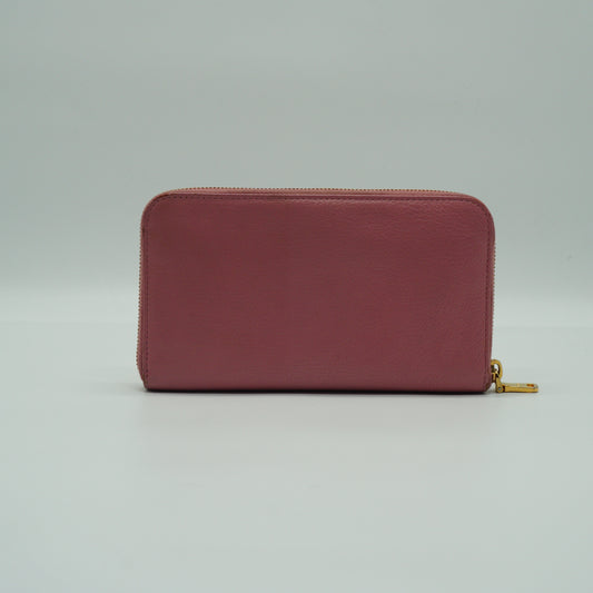 MiuMiu Zip Around Pink Long Wallet GHW