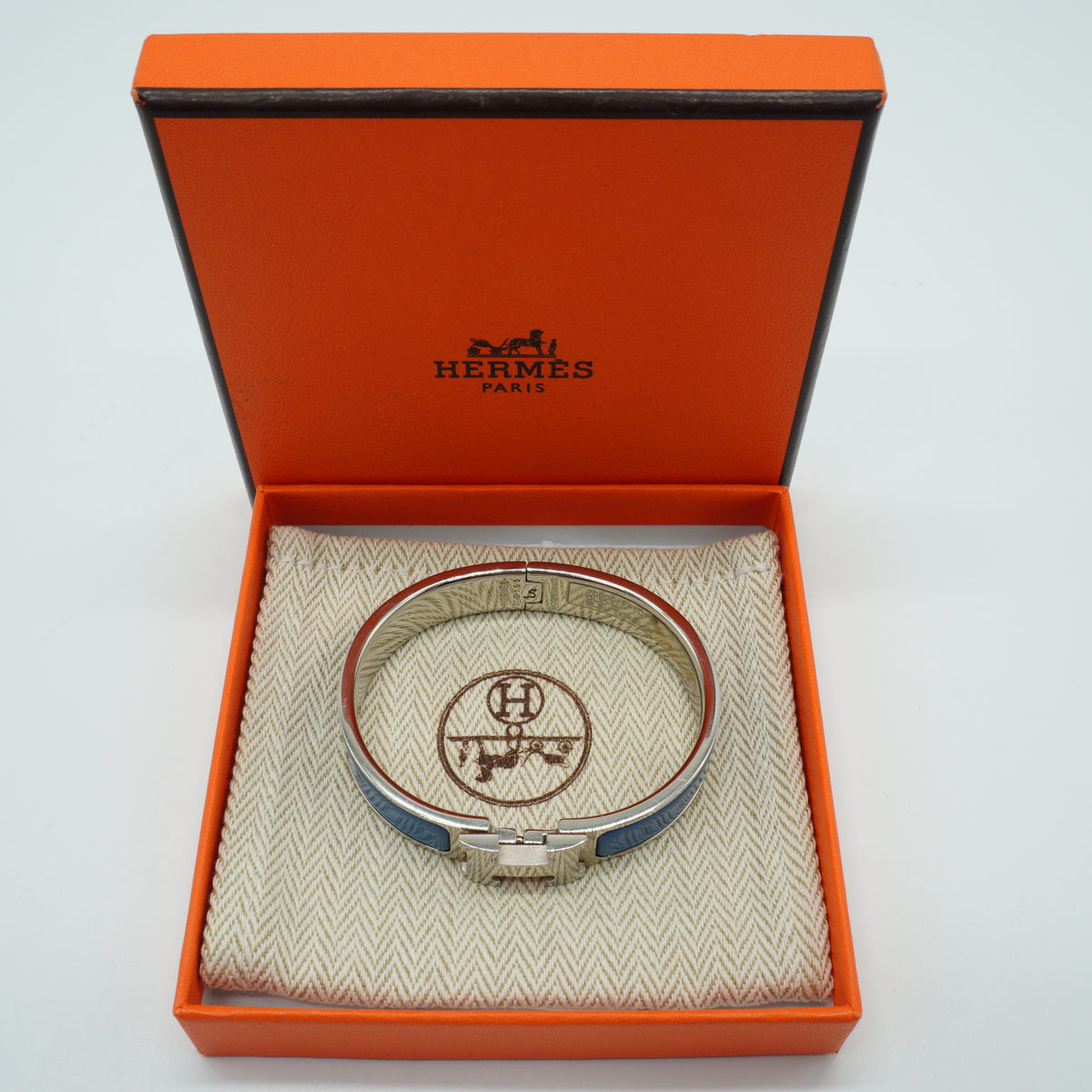 Hermes Clic H Bracelet  Silver/Blue