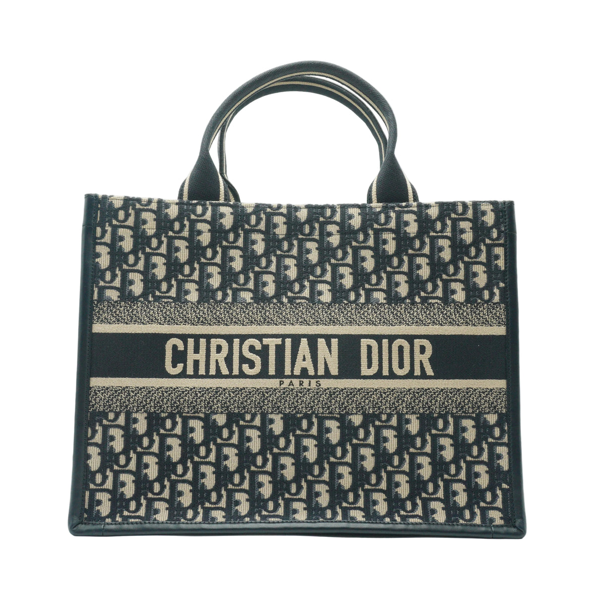 Dior	Book Tote in Blue Dior Oblique Embroidery Calfskin GHW