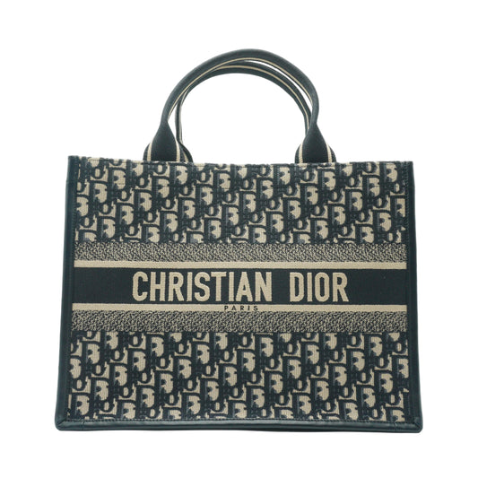 Dior	Book Tote in Blue Dior Oblique Embroidery Calfskin GHW