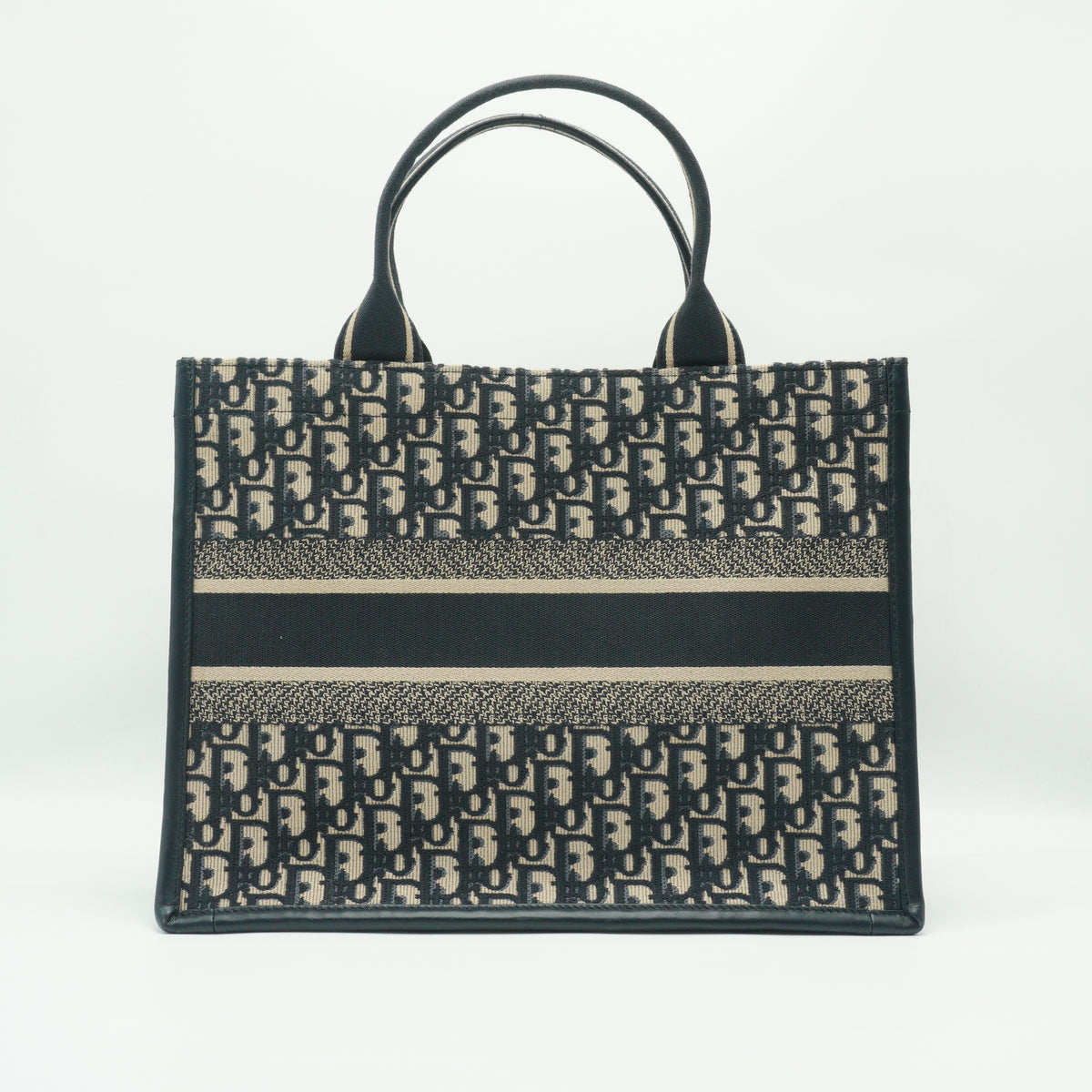 Dior	Book Tote in Blue Dior Oblique Embroidery Calfskin GHW