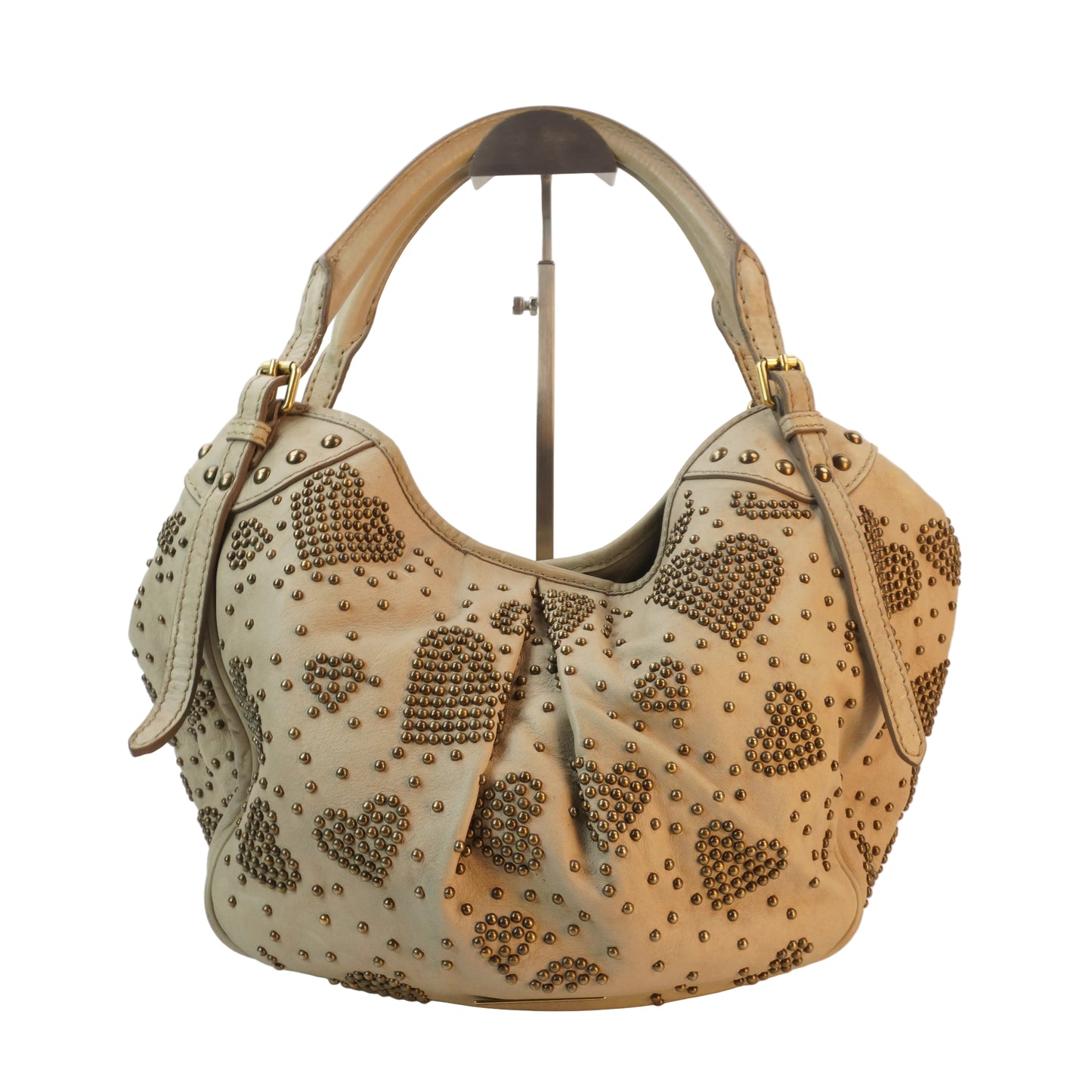 Burberry	Off-White Leather Hobo Bag GHW Small