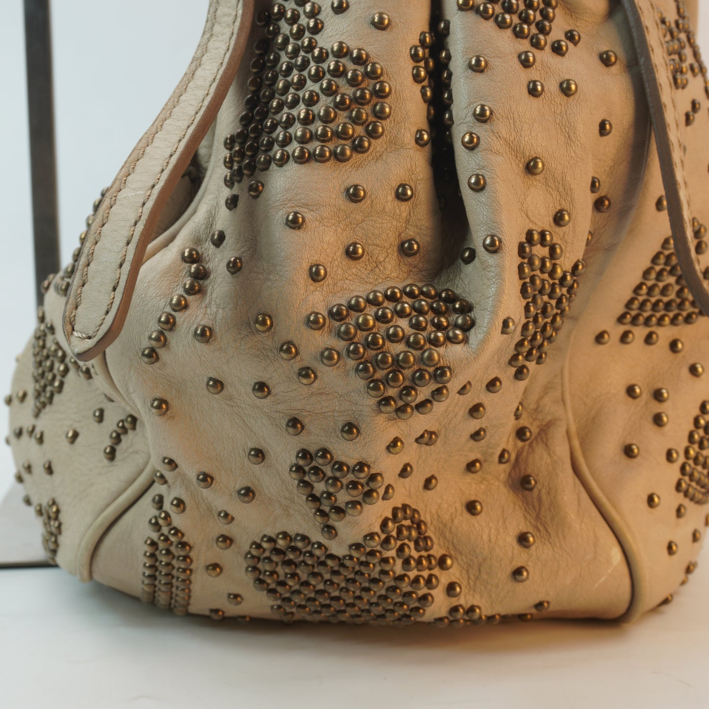 Burberry	Off-White Leather Hobo Bag GHW Small