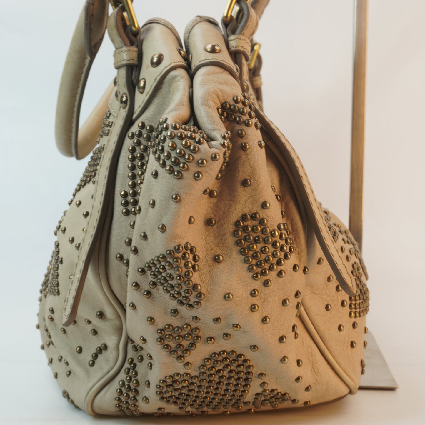 Burberry	Off-White Leather Hobo Bag GHW Small