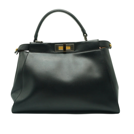 Fendi Peekabo Twist lock Large Premium Calfskin Black GSHW