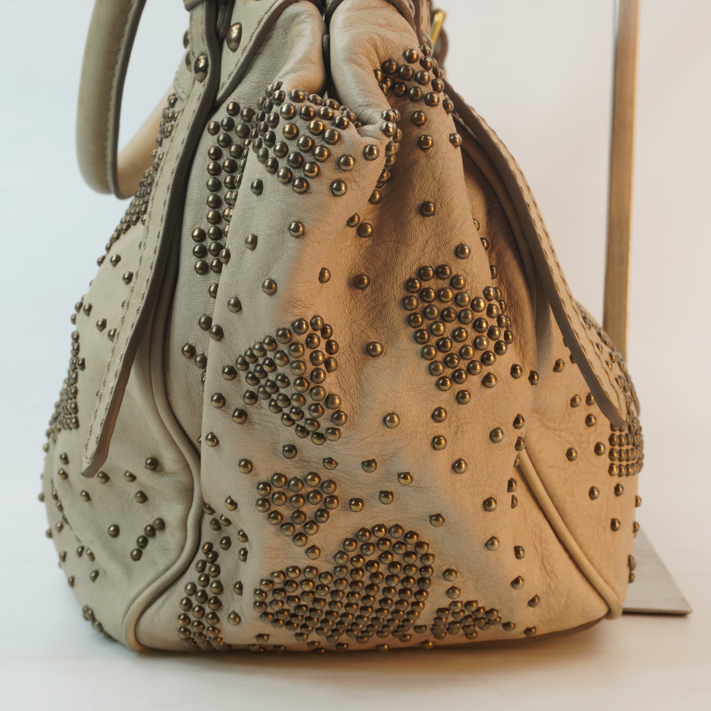 Burberry	Off-White Leather Hobo Bag GHW Small
