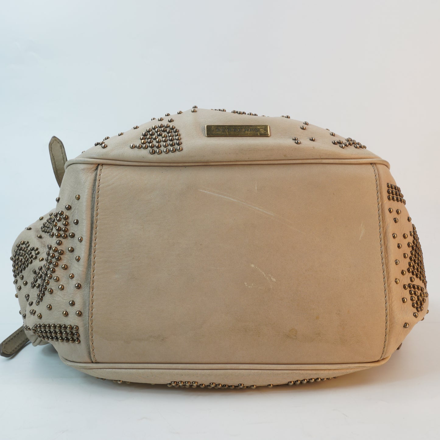 Burberry	Off-White Leather Hobo Bag GHW Small