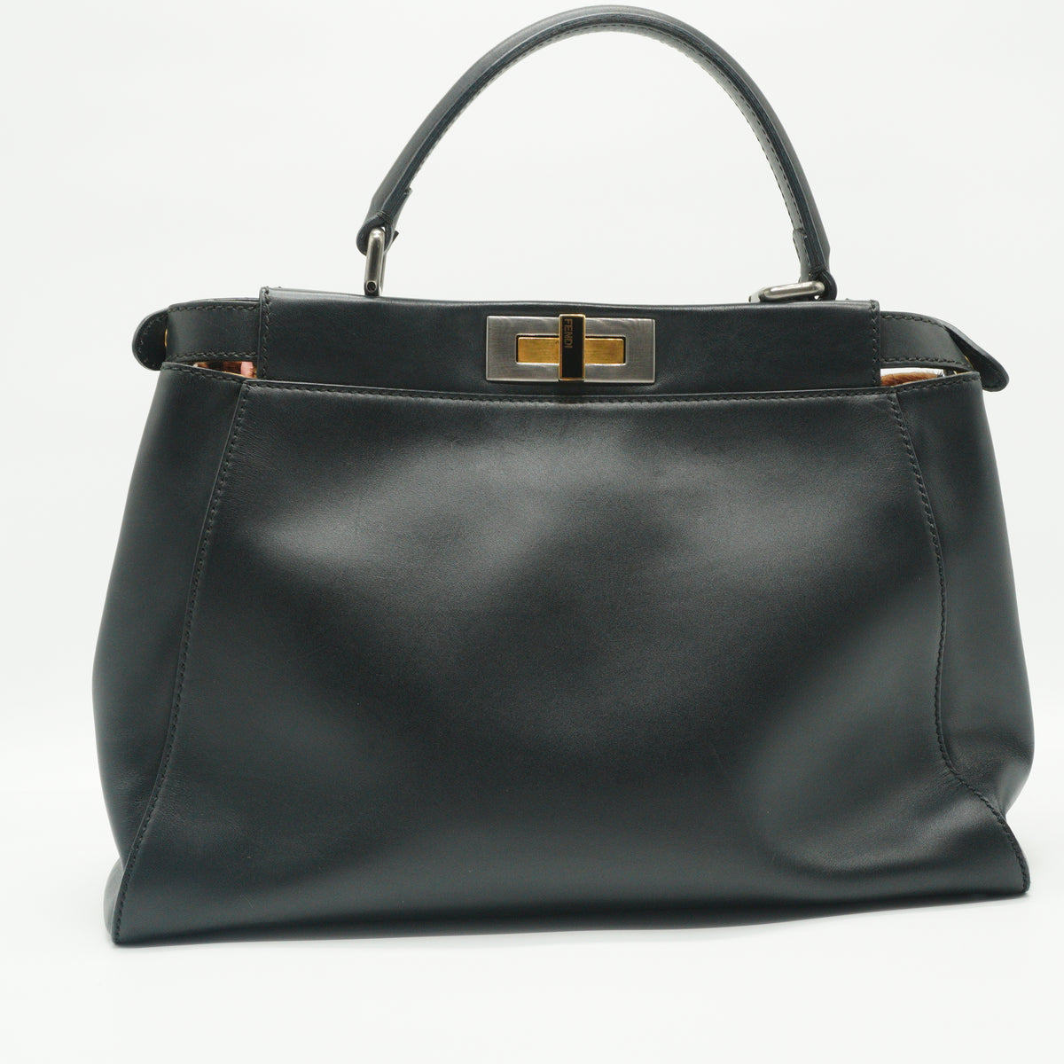 Fendi Peekabo Twist lock Large Premium Calfskin Black GSHW