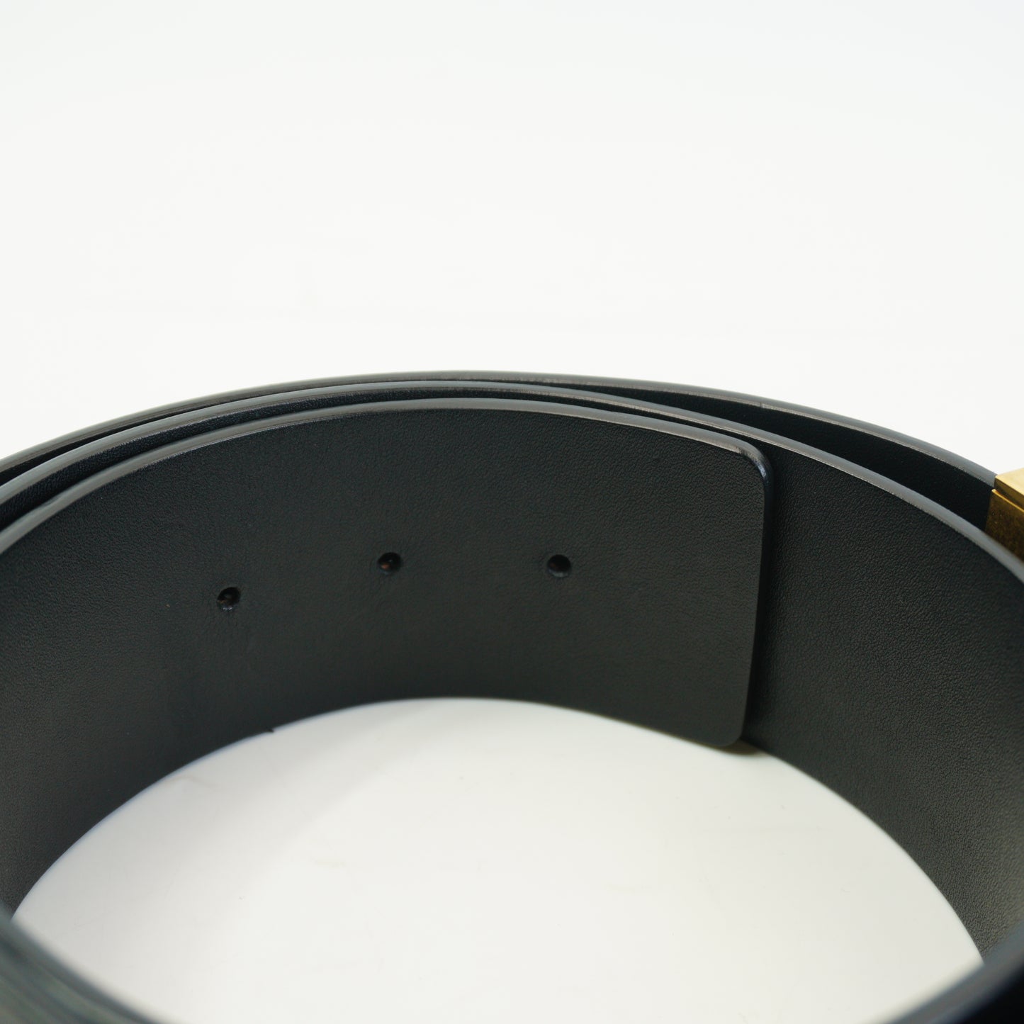 Celine	Vintage wide black leather Belt GHW Black  size.100