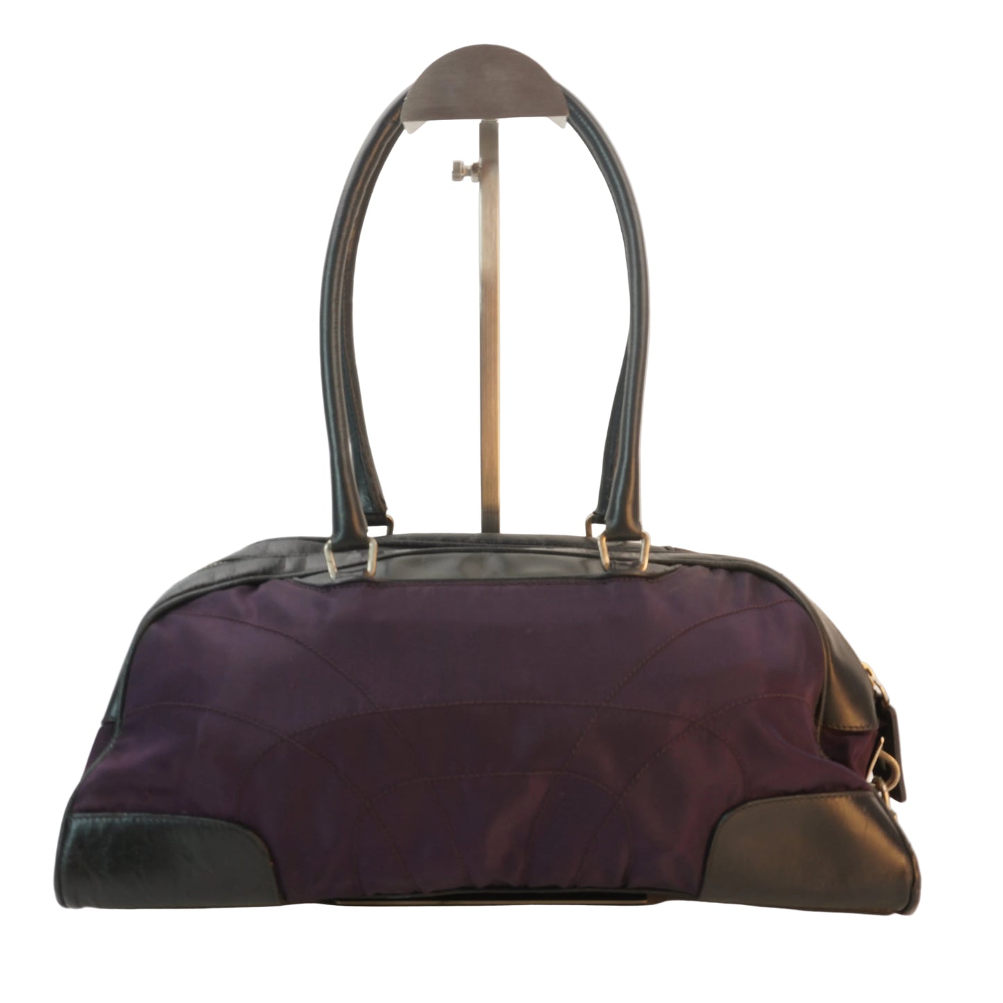 Prada Vitello Trimmed Tessuto Nylon Bowling Bag SHW Medium