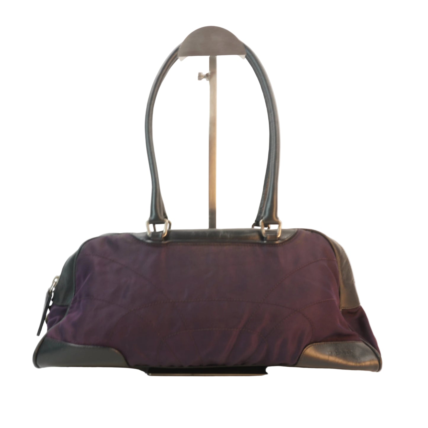 Prada Vitello Trimmed Tessuto Nylon Bowling Bag SHW Medium