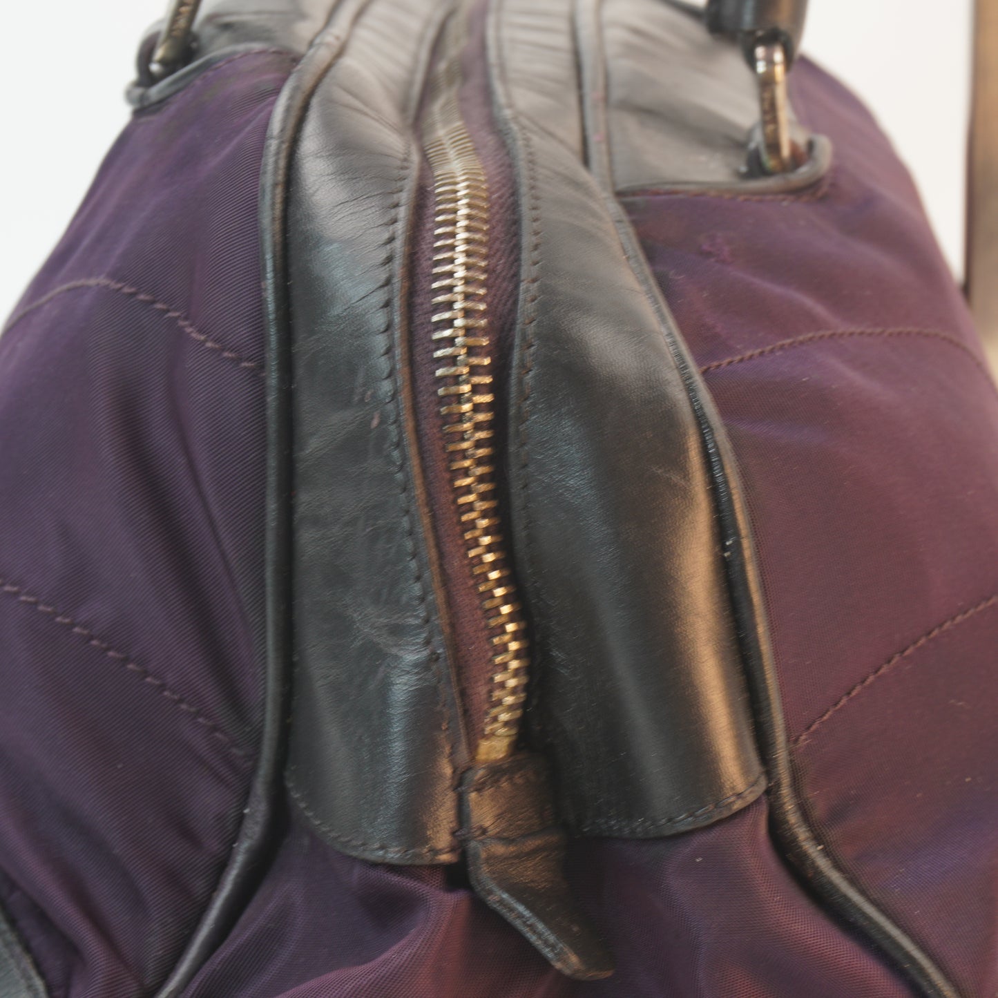 Prada Vitello Trimmed Tessuto Nylon Bowling Bag SHW Medium