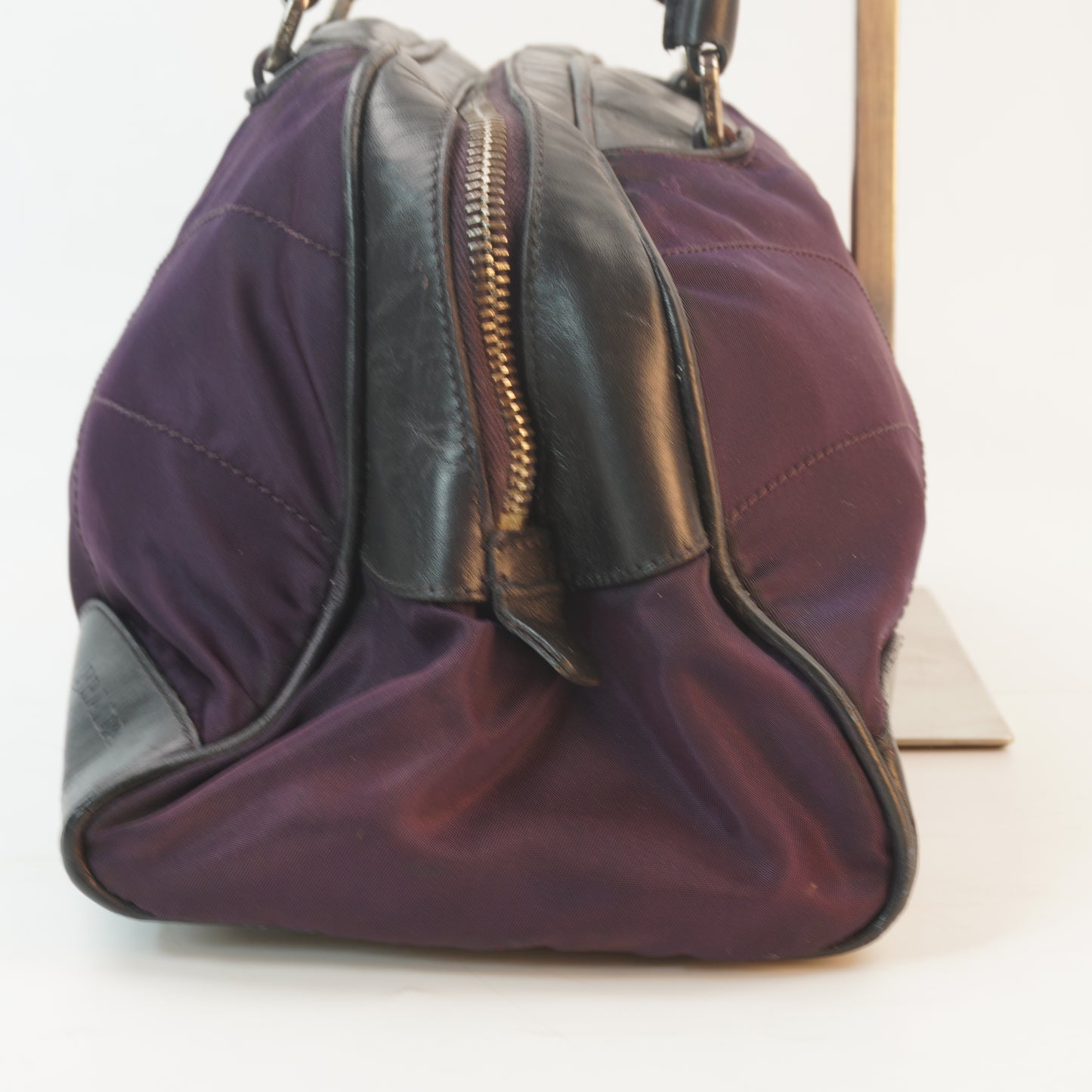 Prada Vitello Trimmed Tessuto Nylon Bowling Bag SHW Medium