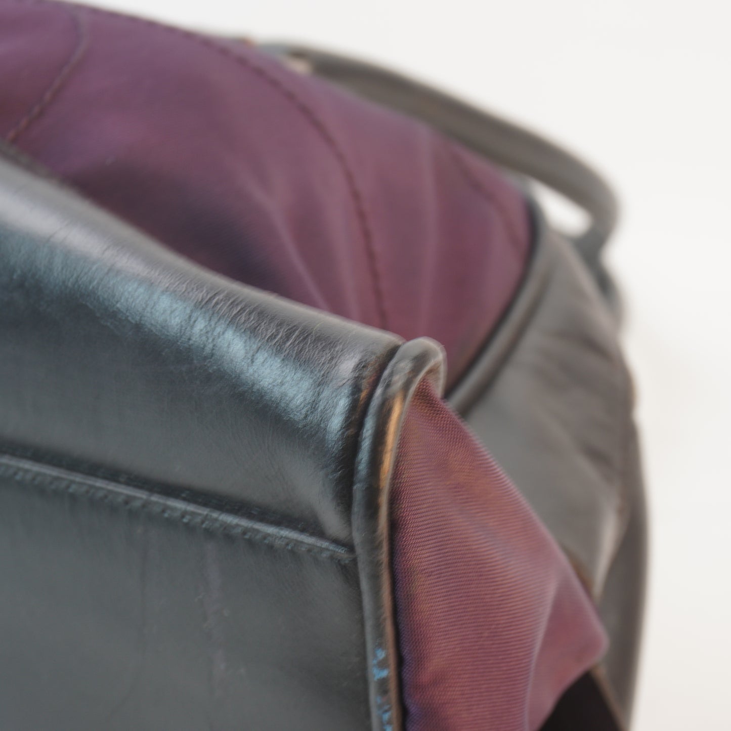 Prada Vitello Trimmed Tessuto Nylon Bowling Bag SHW Medium