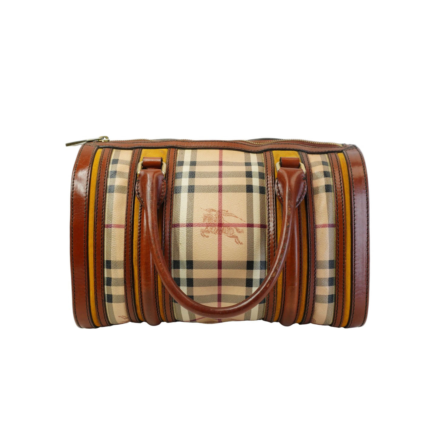 Burberry	Haymarket Checkered Boston Bag GHW Medium