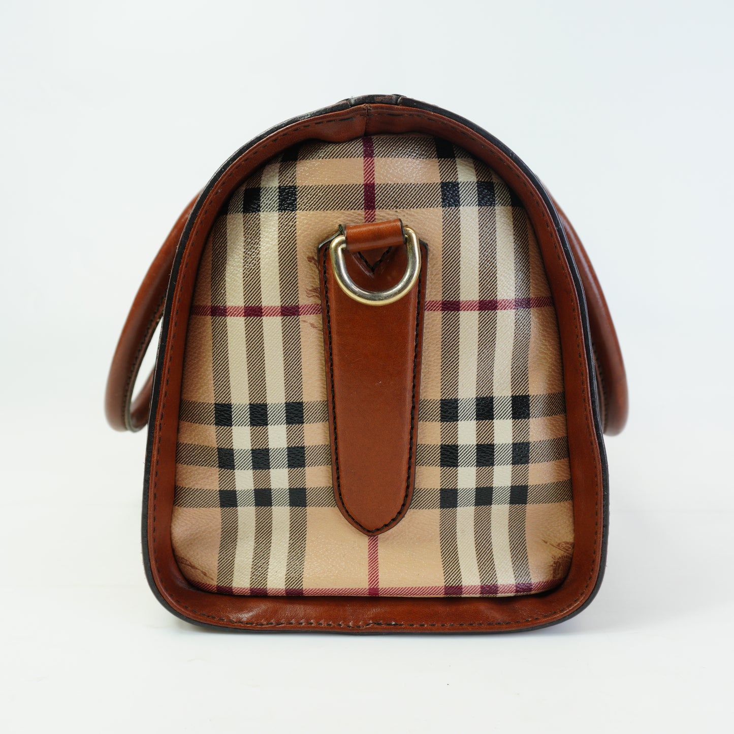 Burberry	Haymarket Checkered Boston Bag GHW Medium