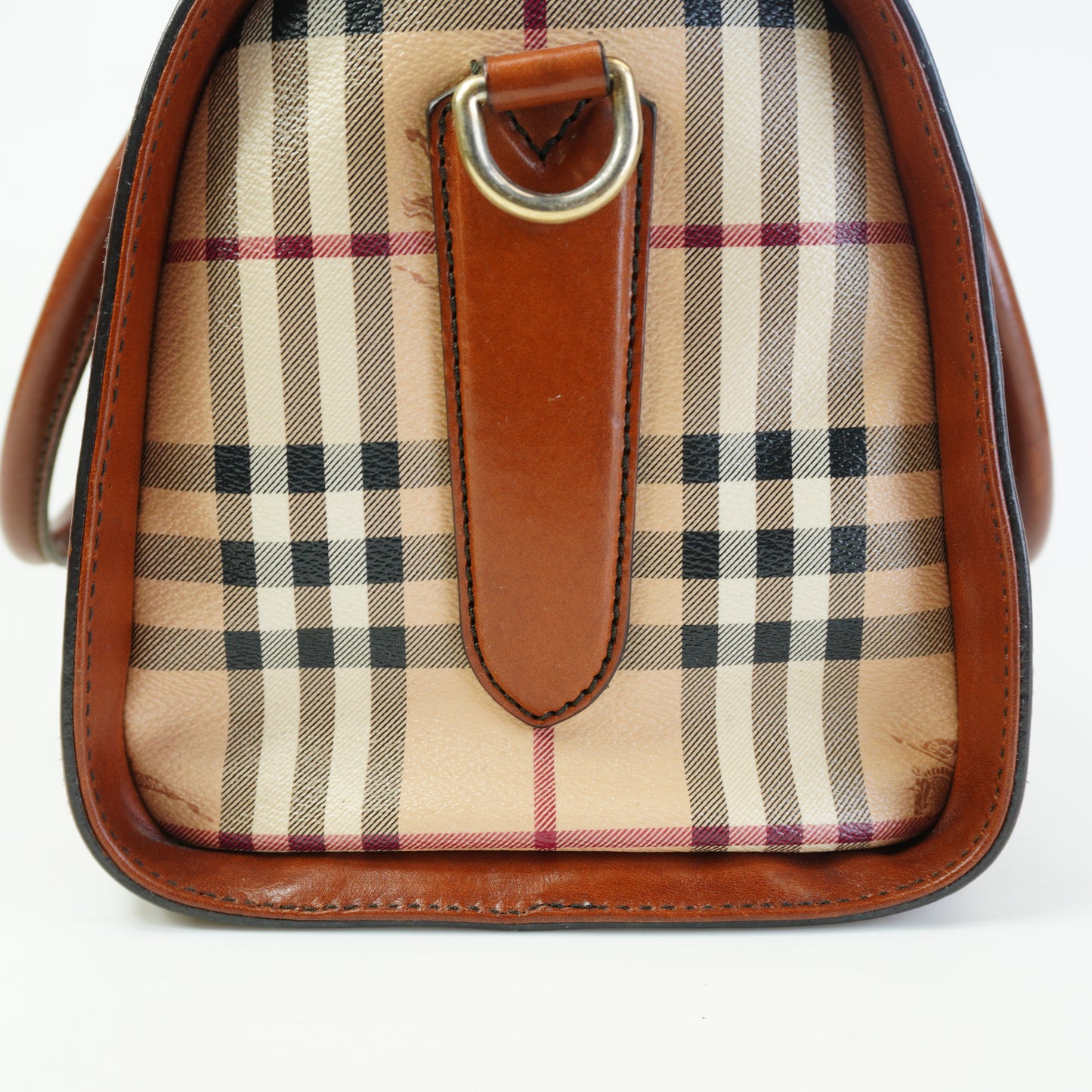 Burberry	Haymarket Checkered Boston Bag GHW Medium