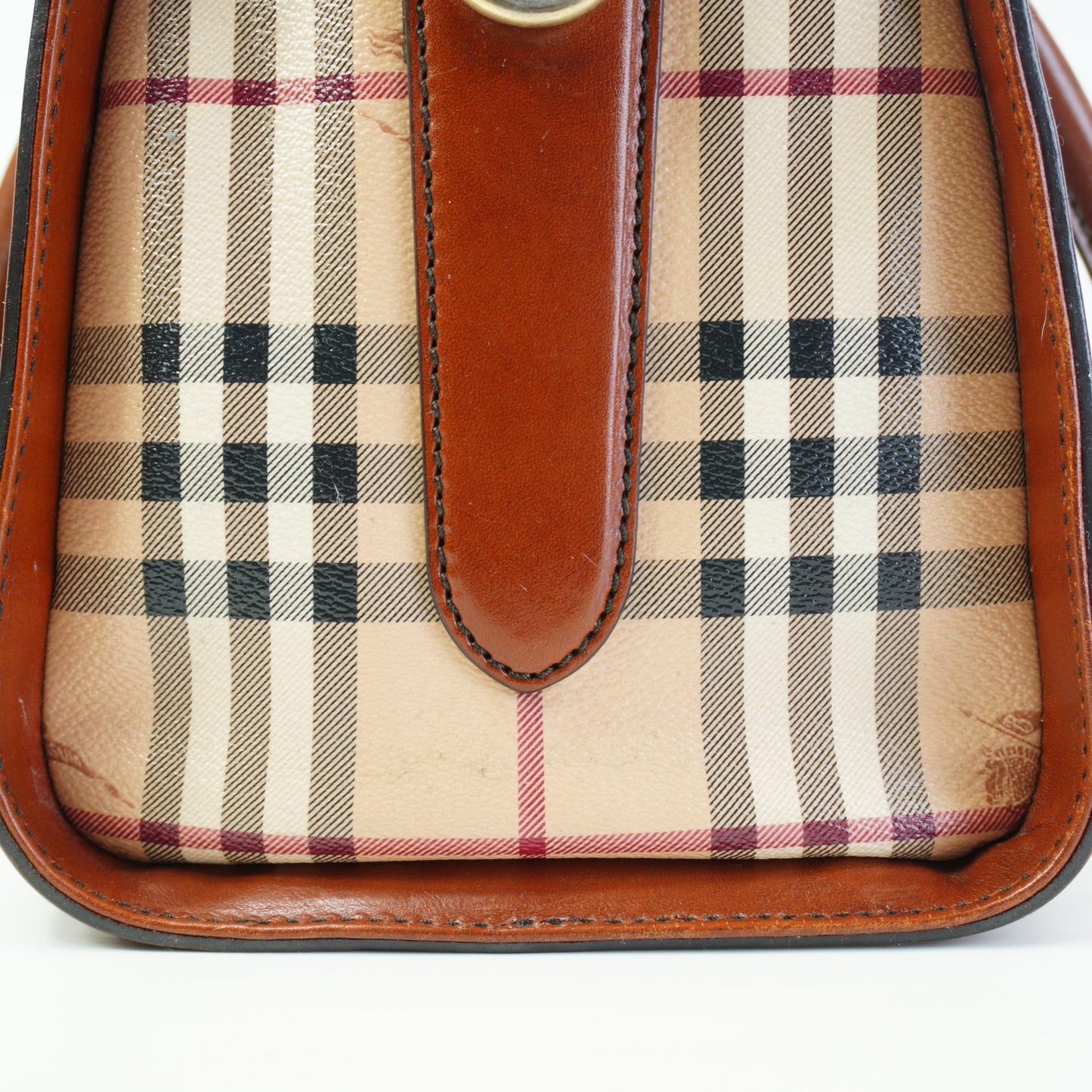 Burberry	Haymarket Checkered Boston Bag GHW Medium