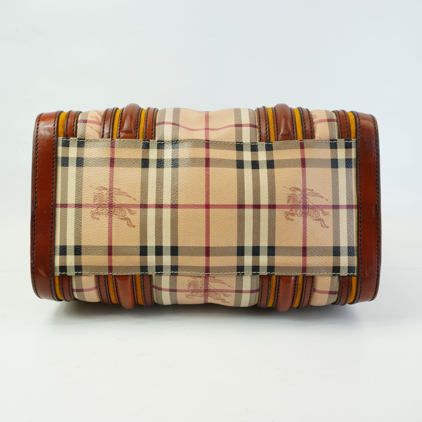 Burberry	Haymarket Checkered Boston Bag GHW Medium