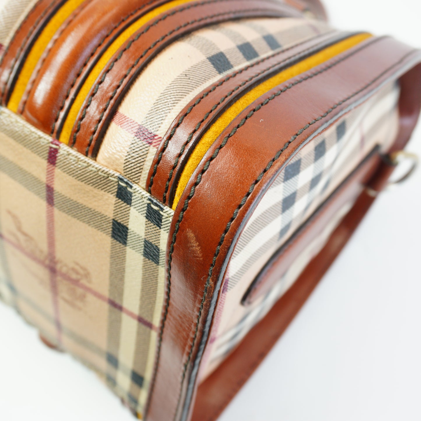 Burberry	Haymarket Checkered Boston Bag GHW Medium