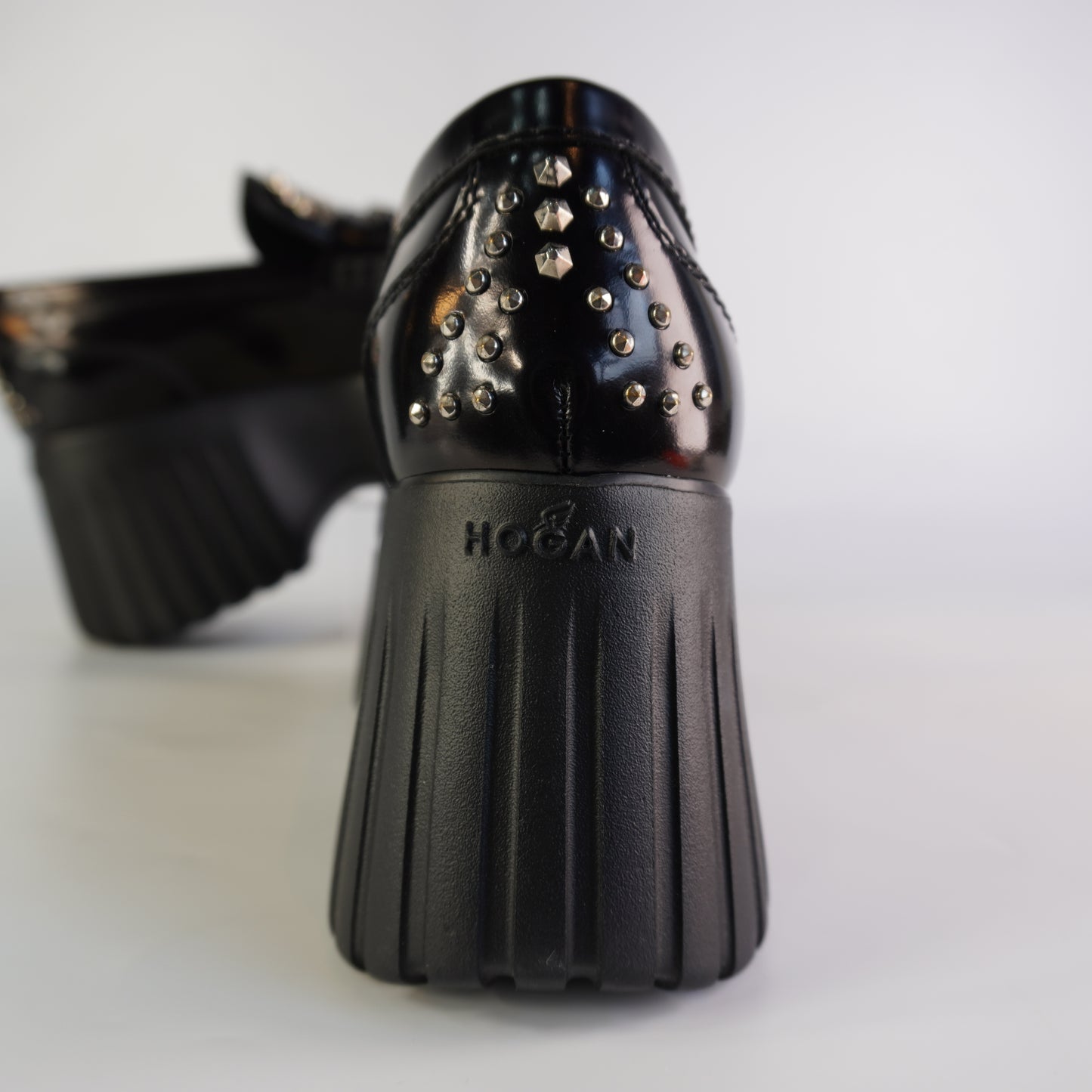 Hogan H-Stripes Wedge Leather Loafers size 38