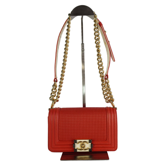 Chanel Cub Embossed Boy Flap Red