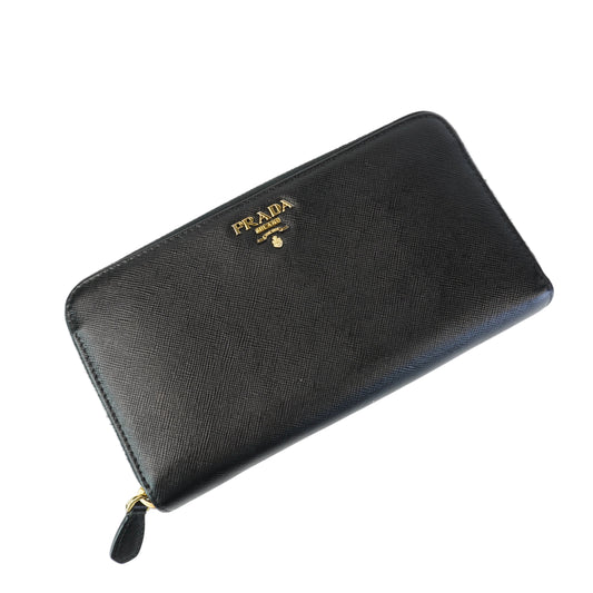 Prada Large Saffiano Leather Wallet Black