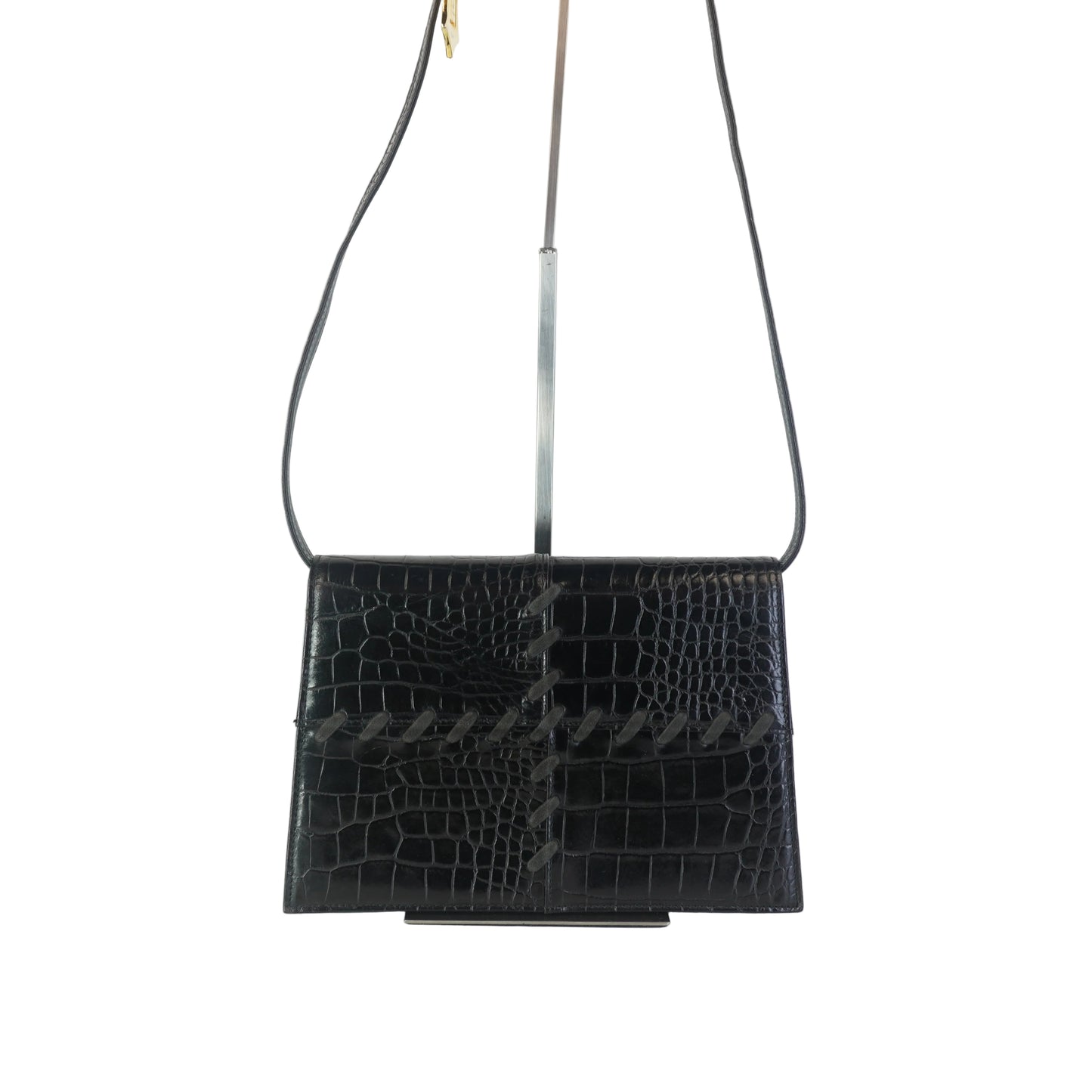 YSL	Vintage Croc-Embossed Black