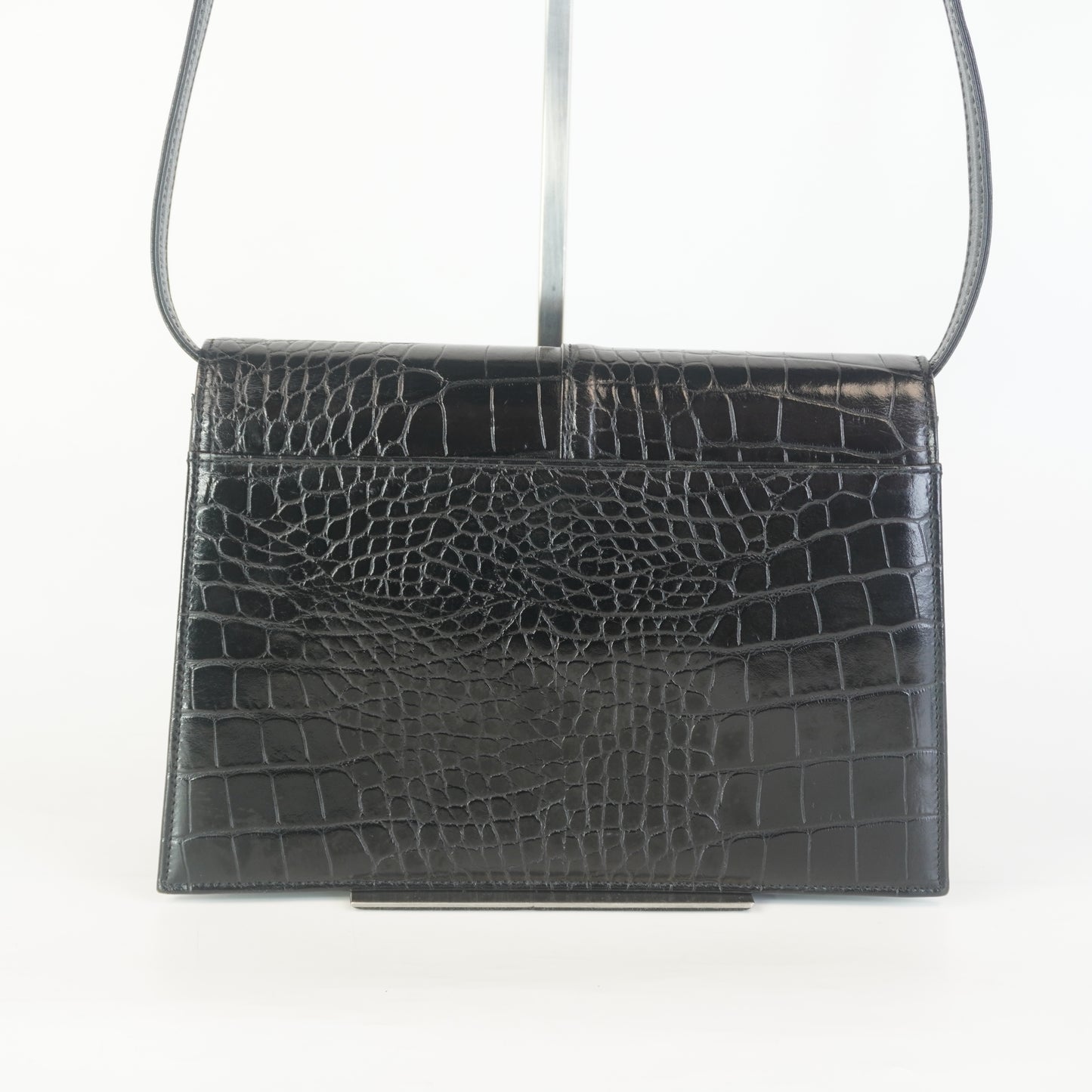 YSL	Vintage Croc-Embossed Black
