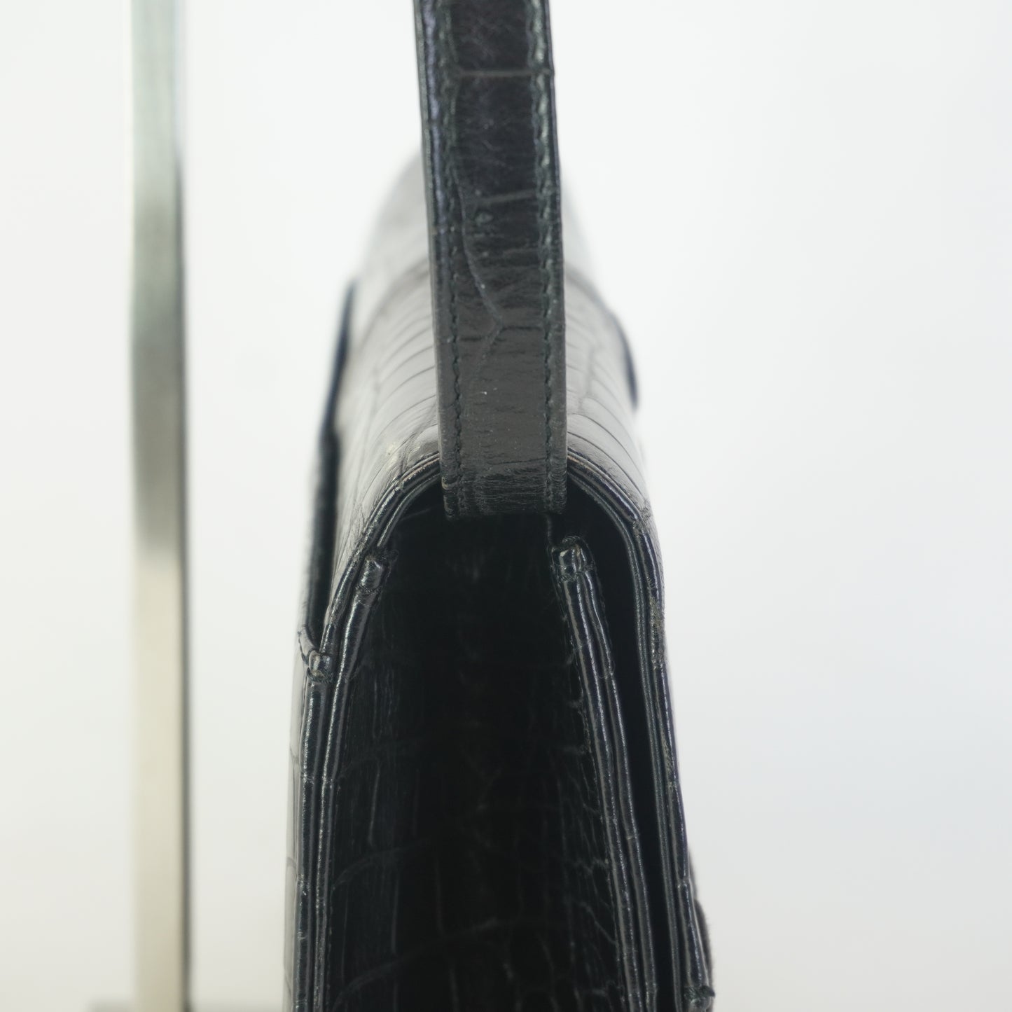 YSL	Vintage Croc-Embossed Black