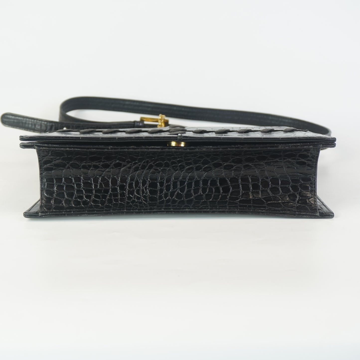 YSL	Vintage Croc-Embossed Black