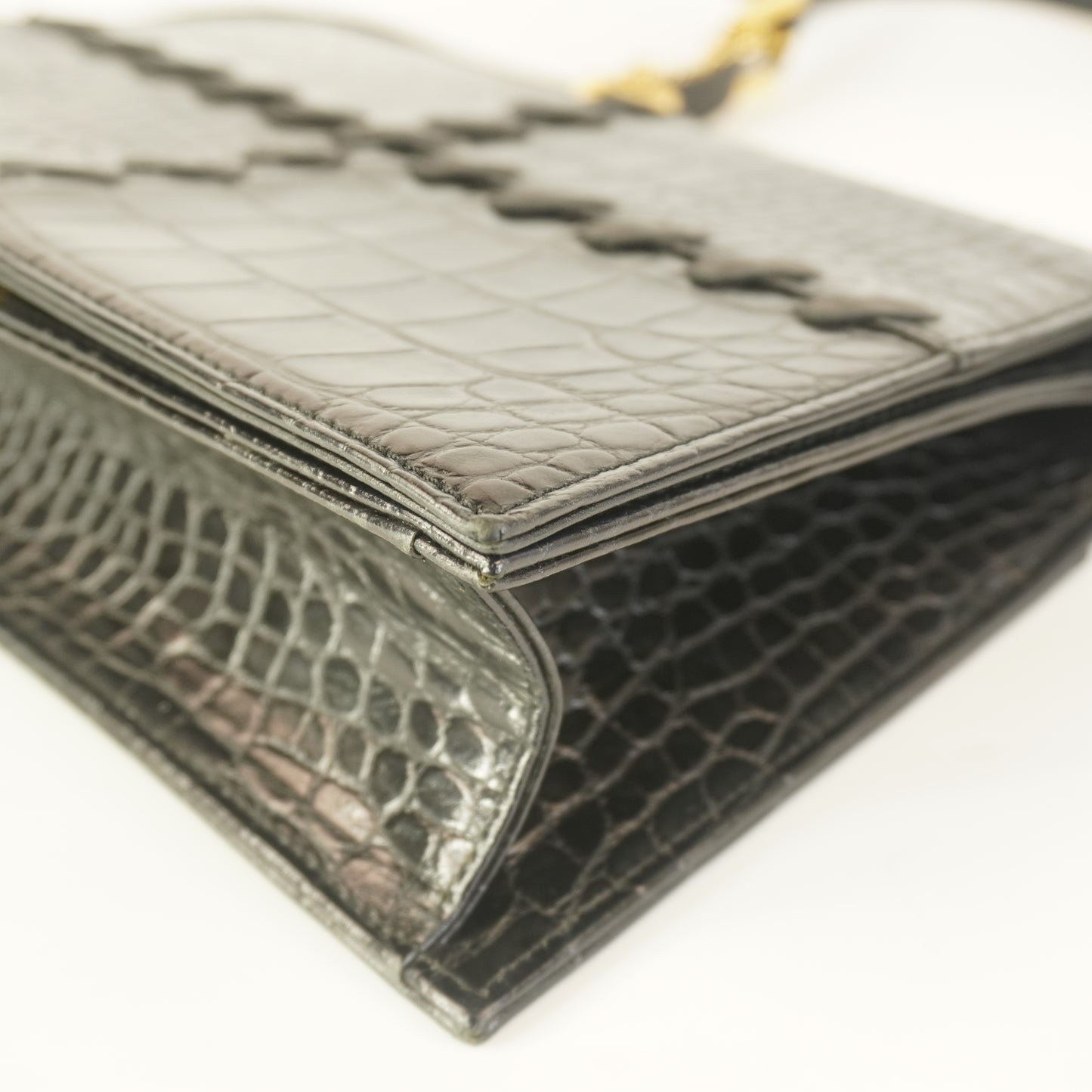 YSL	Vintage Croc-Embossed Black