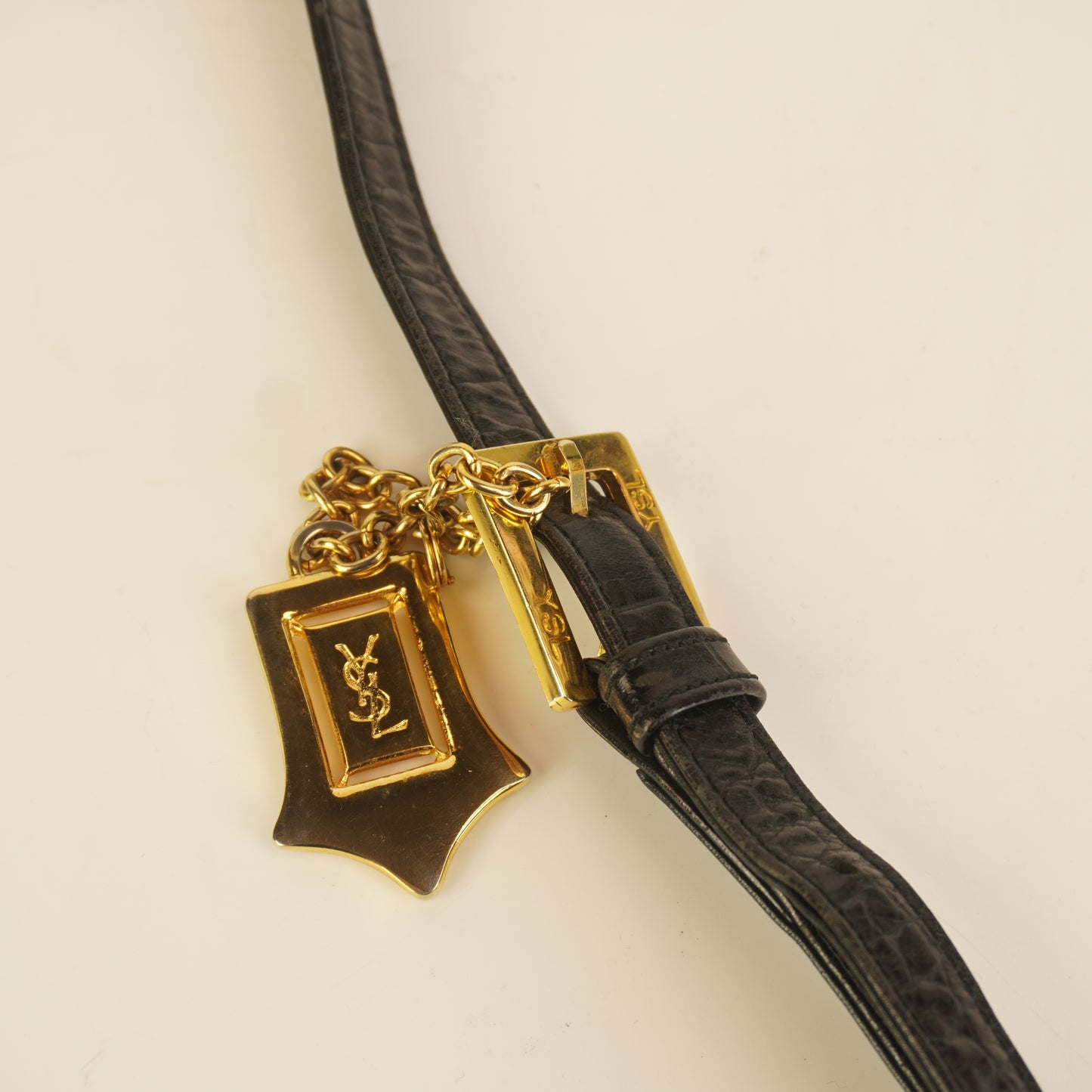 YSL	Vintage Croc-Embossed Black