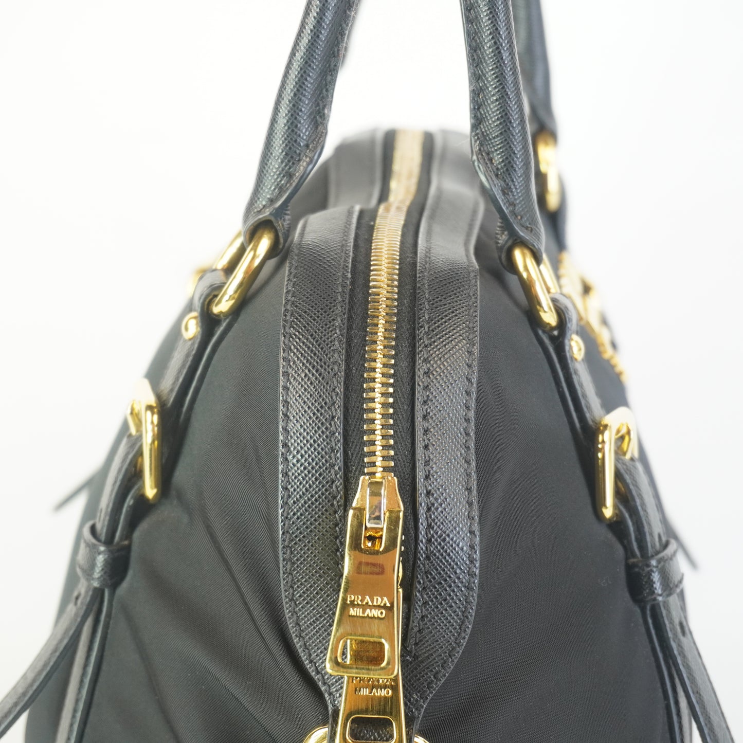 Prada Tessuto Nylon Saffiano Dome GHW Medium