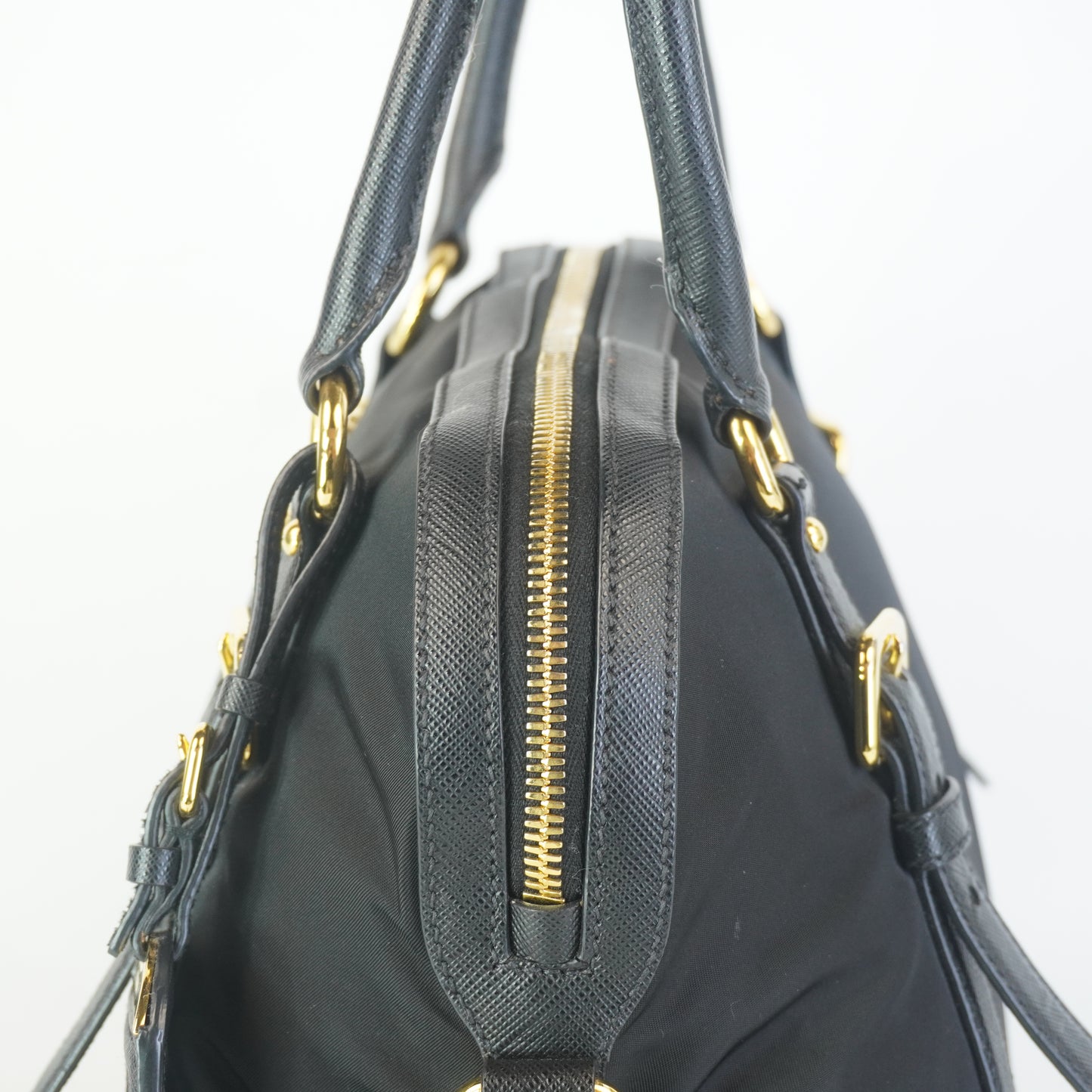 Prada Tessuto Nylon Saffiano Dome GHW Medium