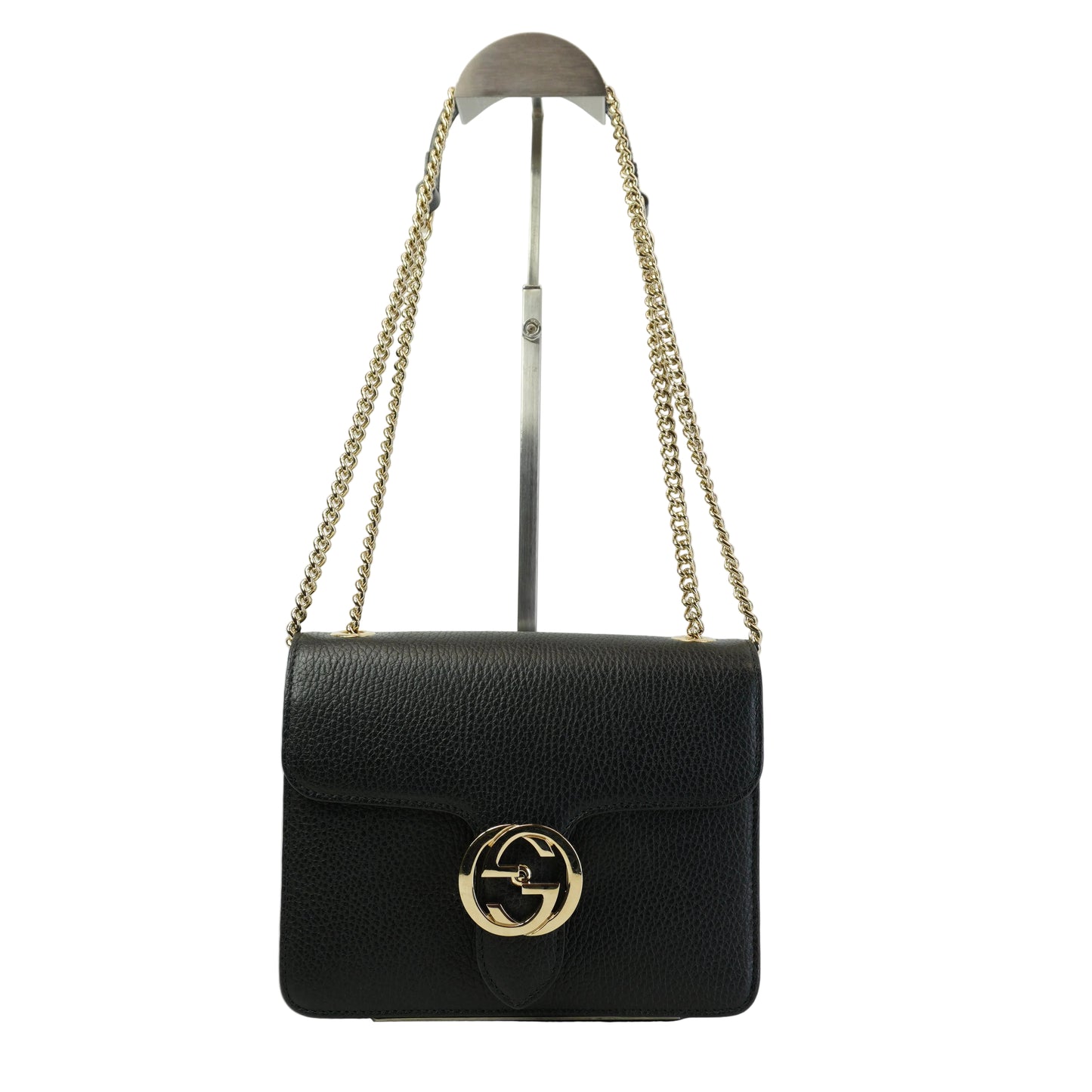 Gucci Interlocking G Small Chain Shoulder Bag GHW Black