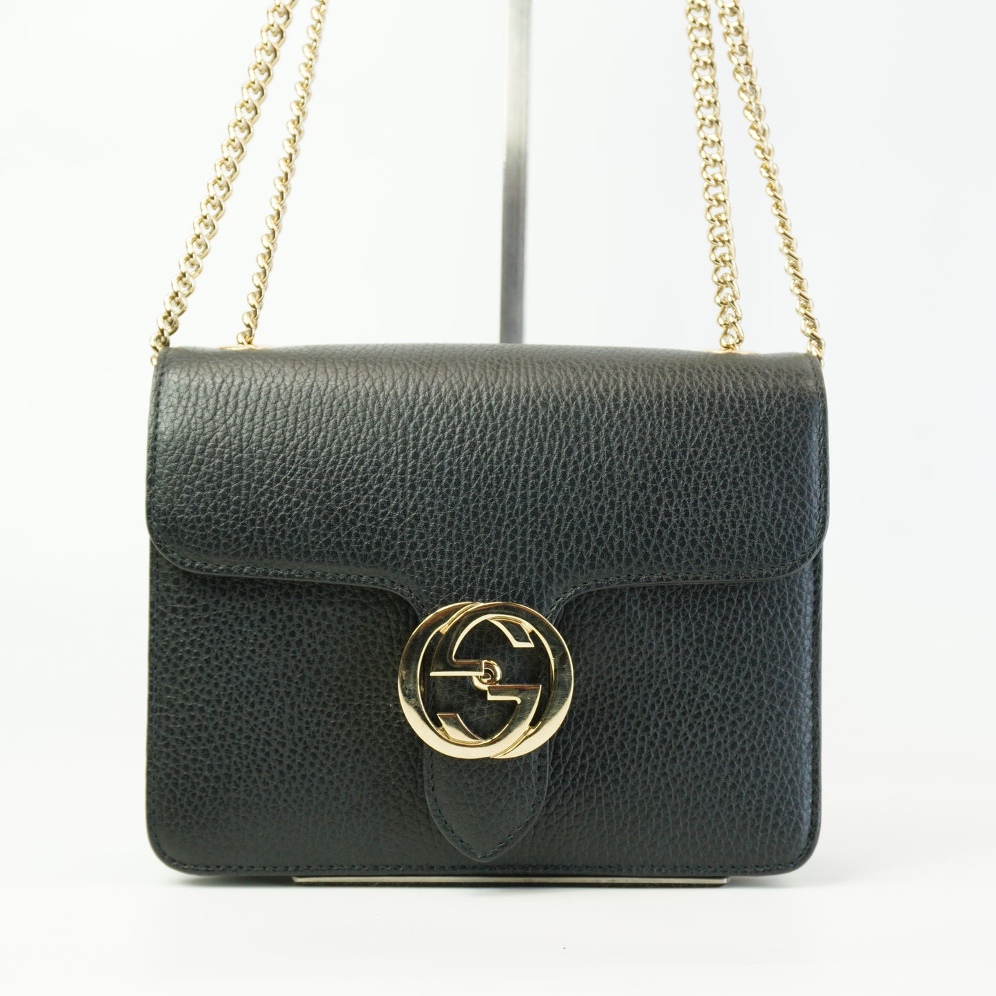 Gucci Interlocking G Small Chain Shoulder Bag GHW Black