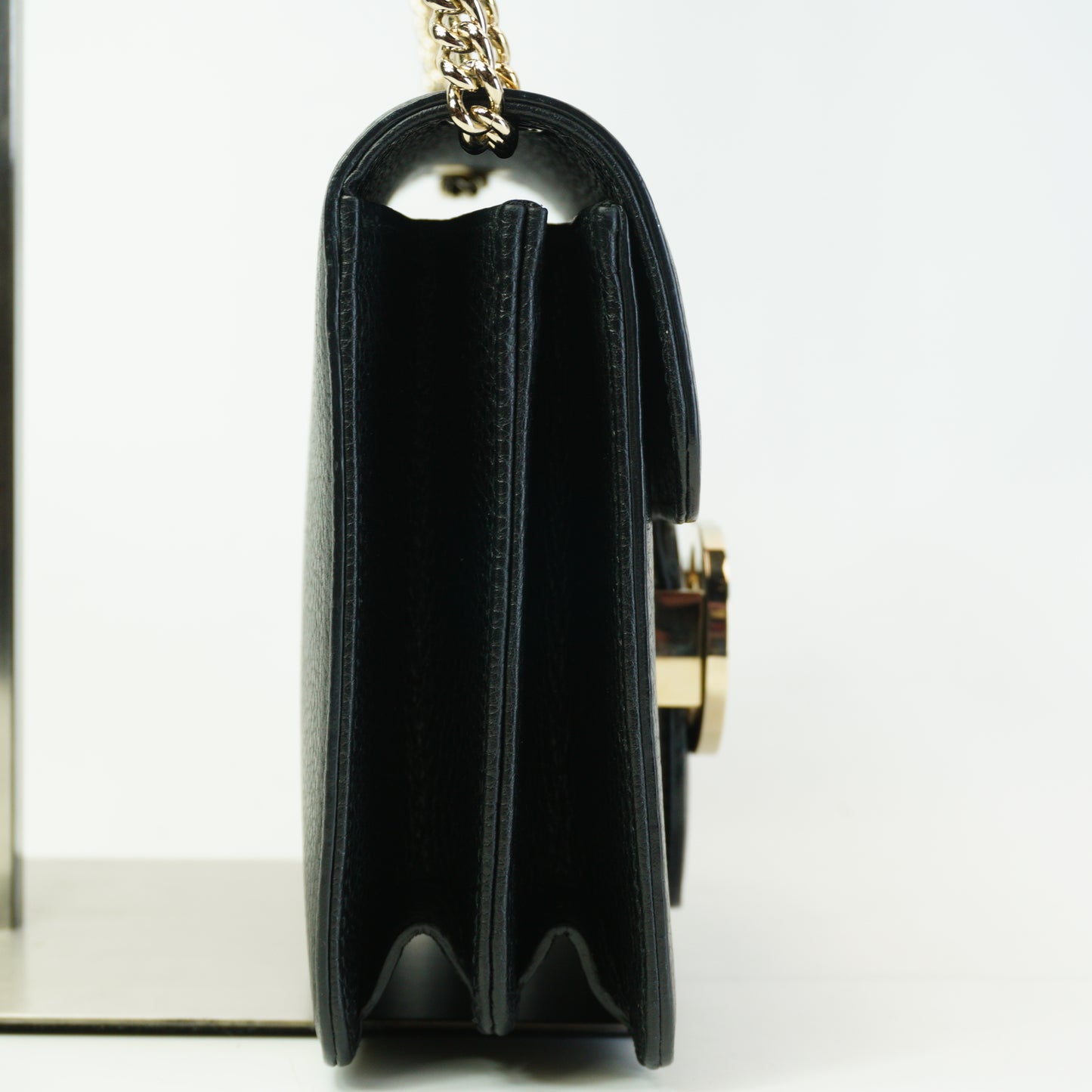 Gucci Interlocking G Small Chain Shoulder Bag GHW Black