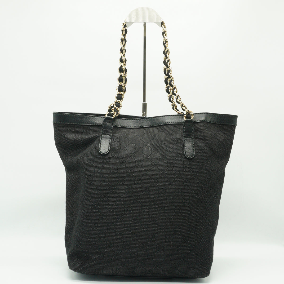 Gucci	GG Canvas Capri Chain Tote Bag medium black GHW