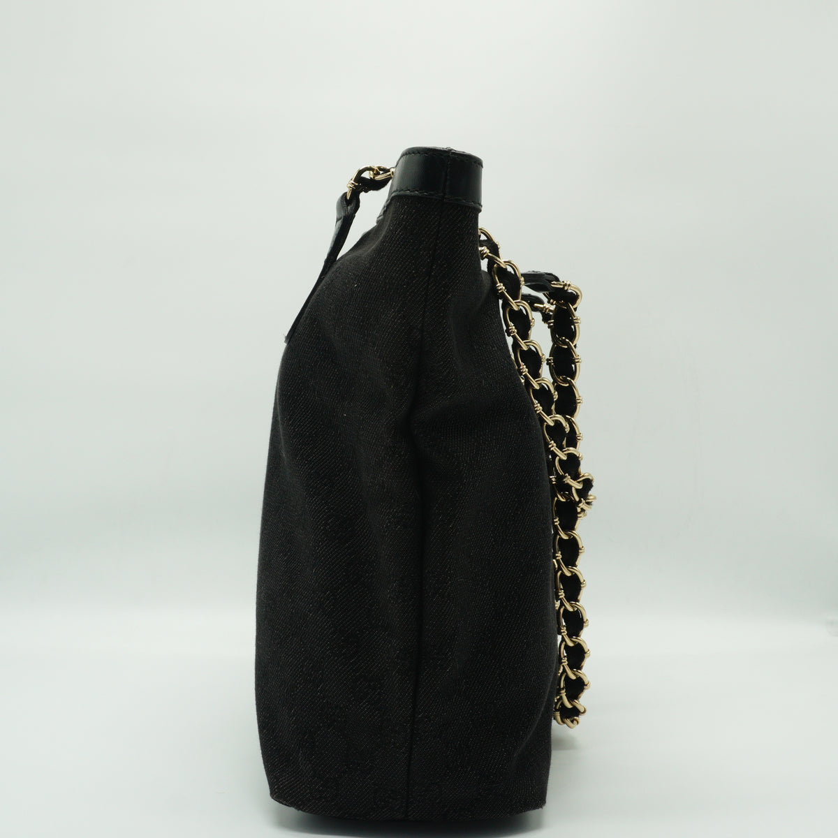 Gucci	GG Canvas Capri Chain Tote Bag medium black GHW