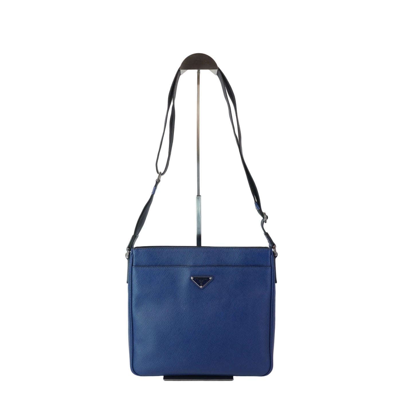 Prada Saffiano Leather Messenger Bag Blue